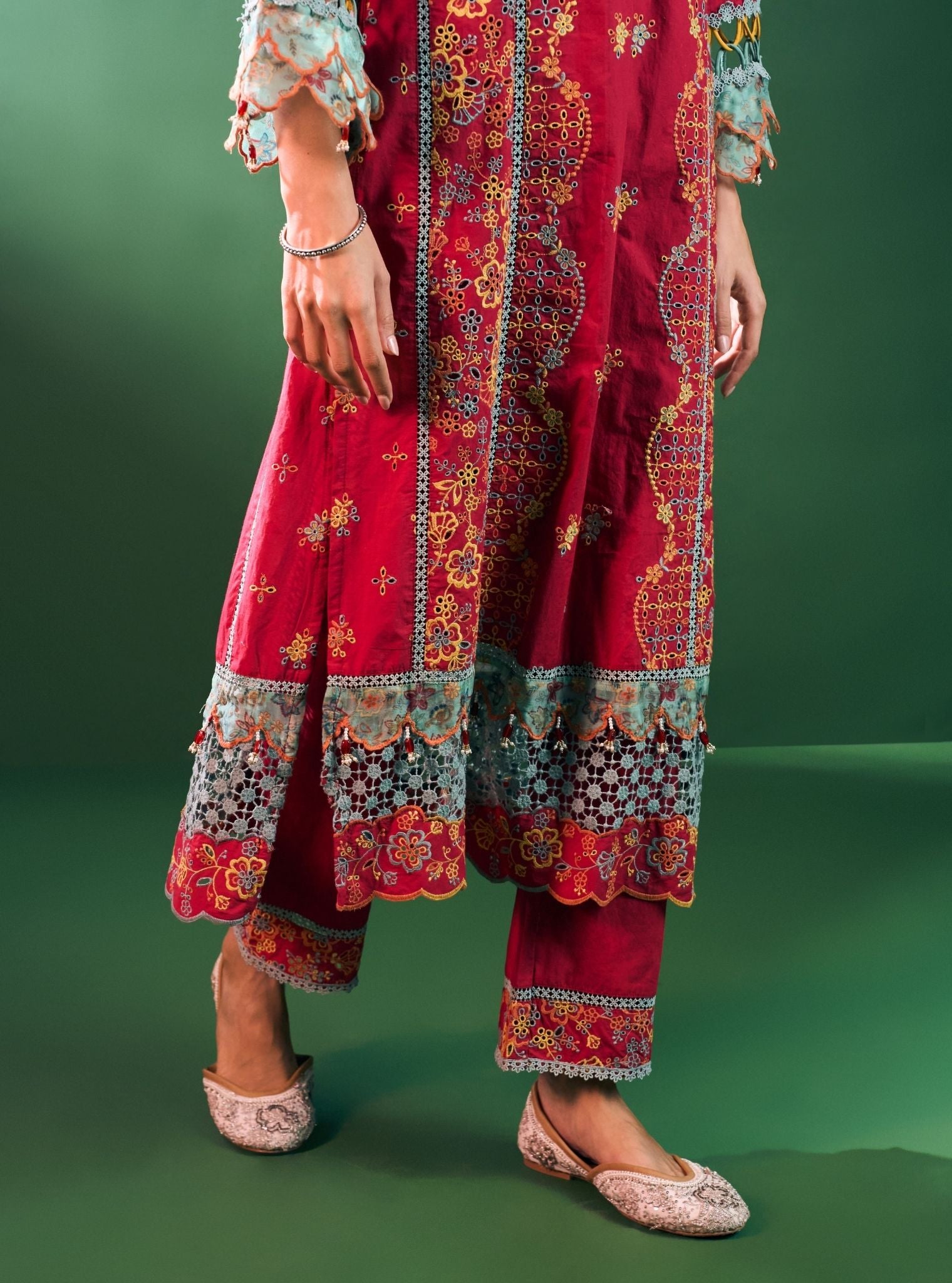 Risa Cotton Red Kurta Set