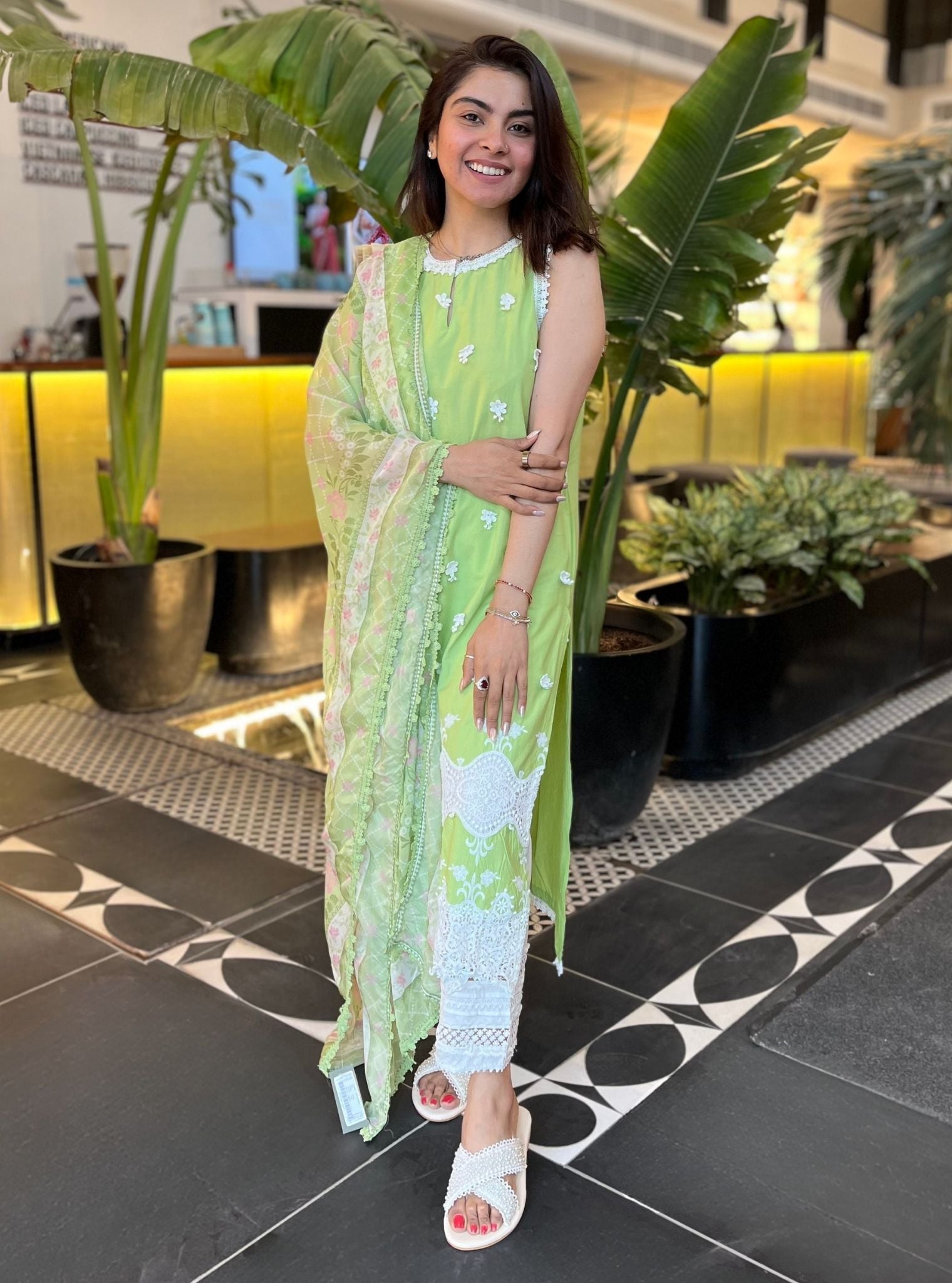 Paradise Cotton Lime Kurta Set