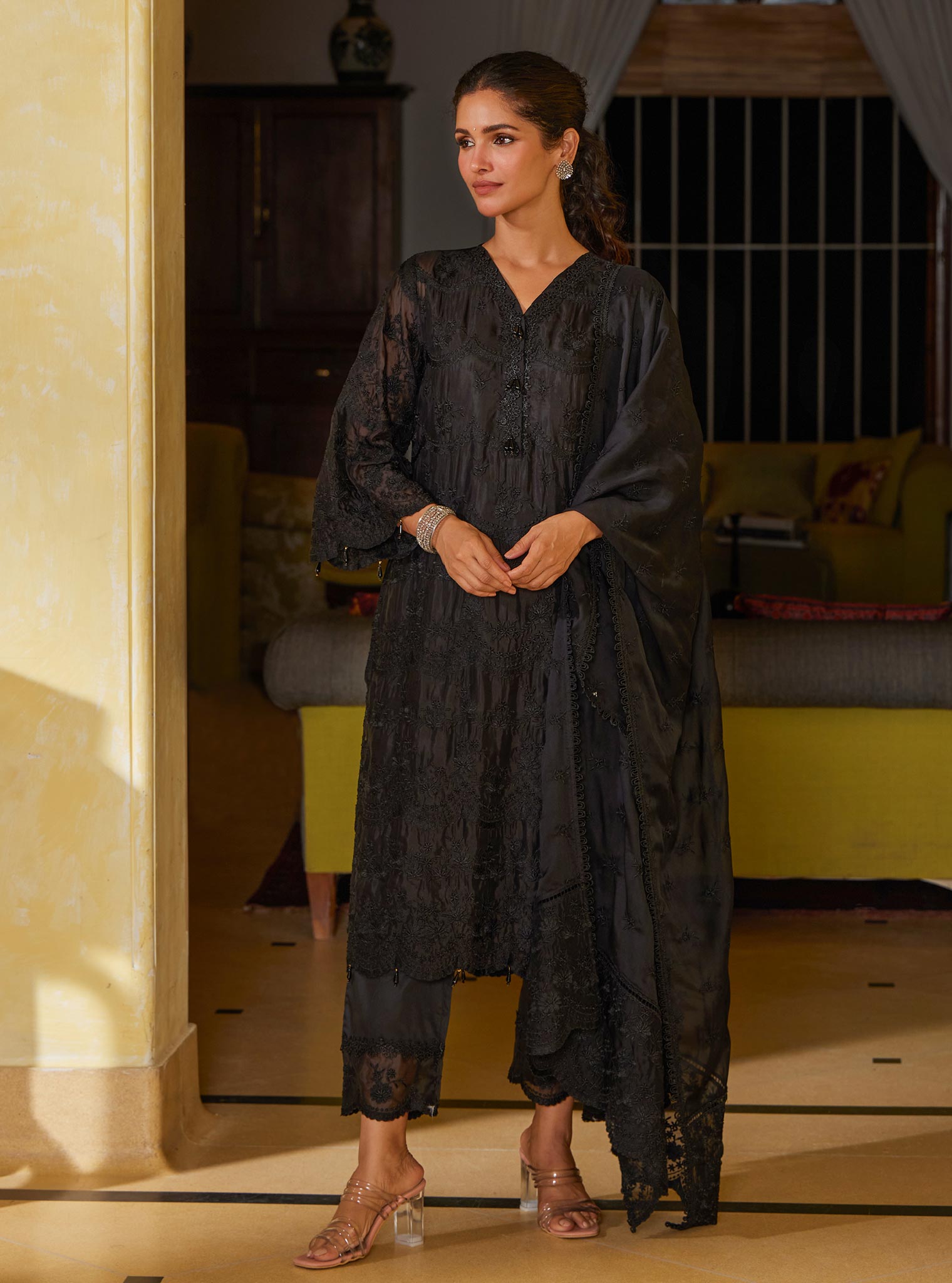 Ivati Organza Black Kurta Set
