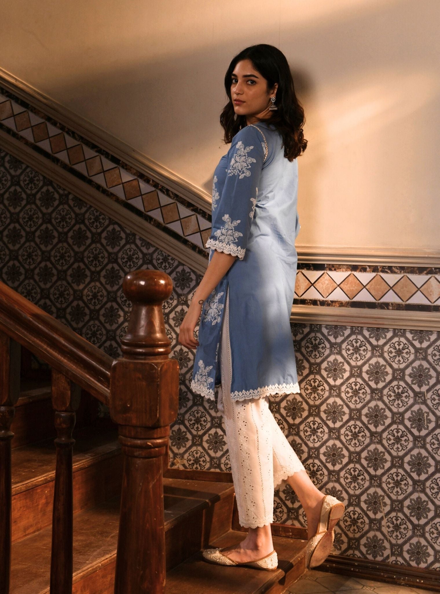 Ayda Cotton Denim Kurta Set