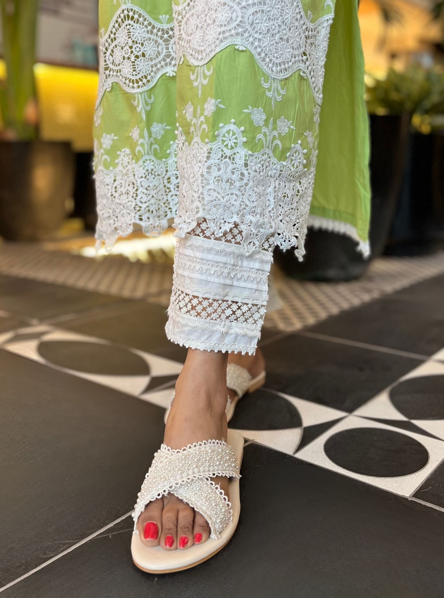 Paradise Cotton Lime Kurta Set