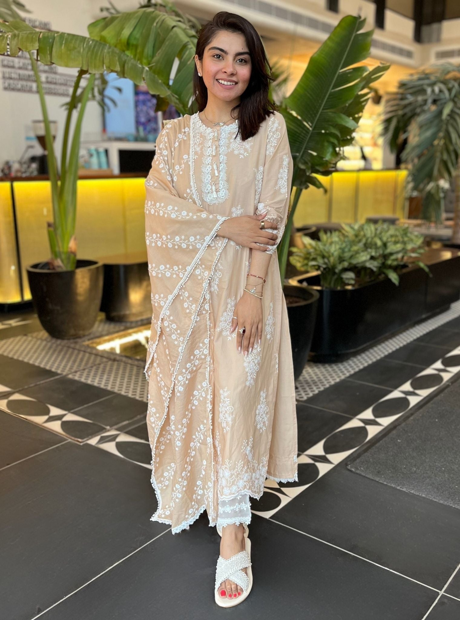 Perla Cotton Beige Kurta Set