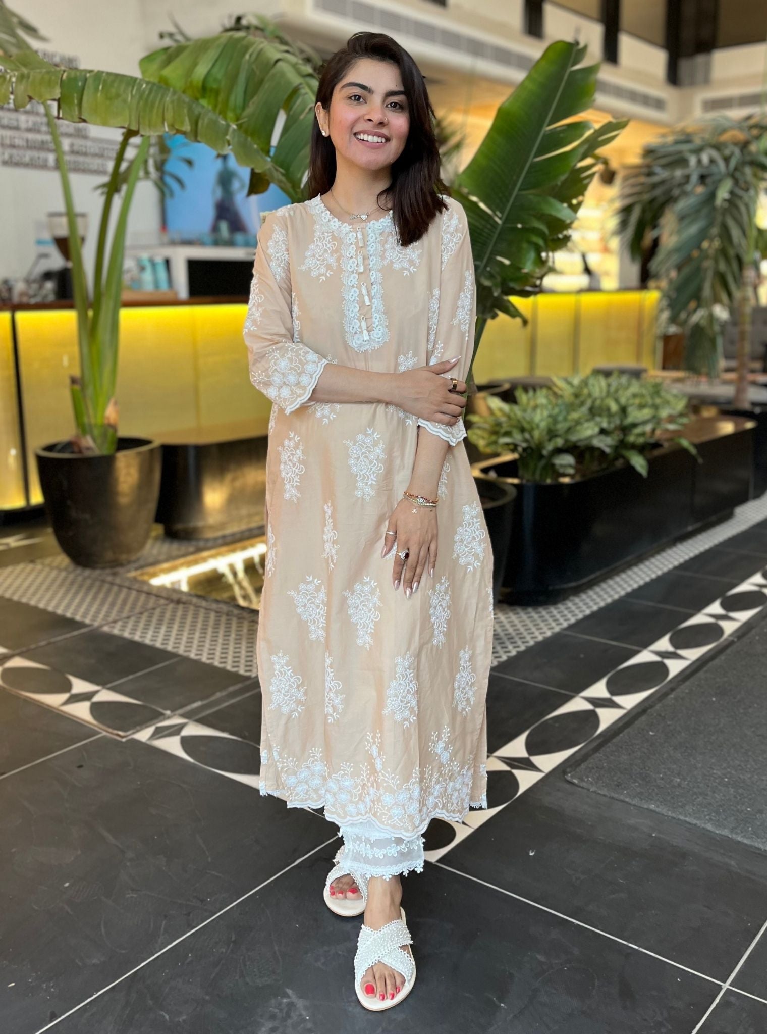 Perla Cotton Beige Kurta Set