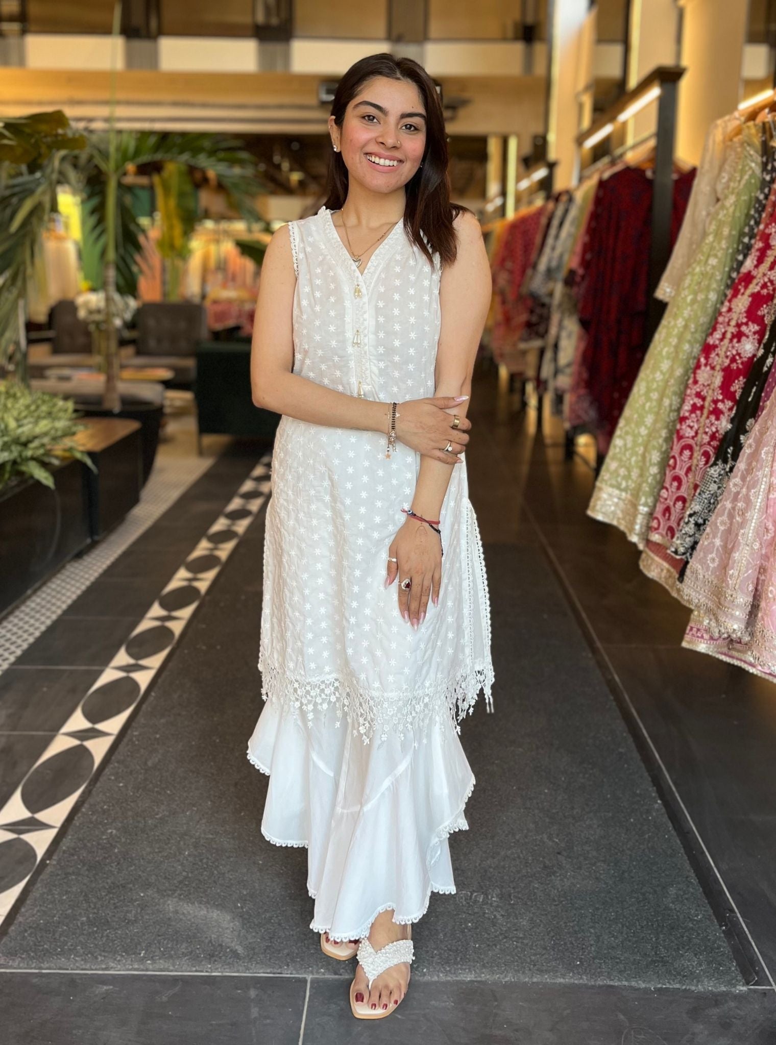 Juana Cotton Kurta with Ruffle Pant Set