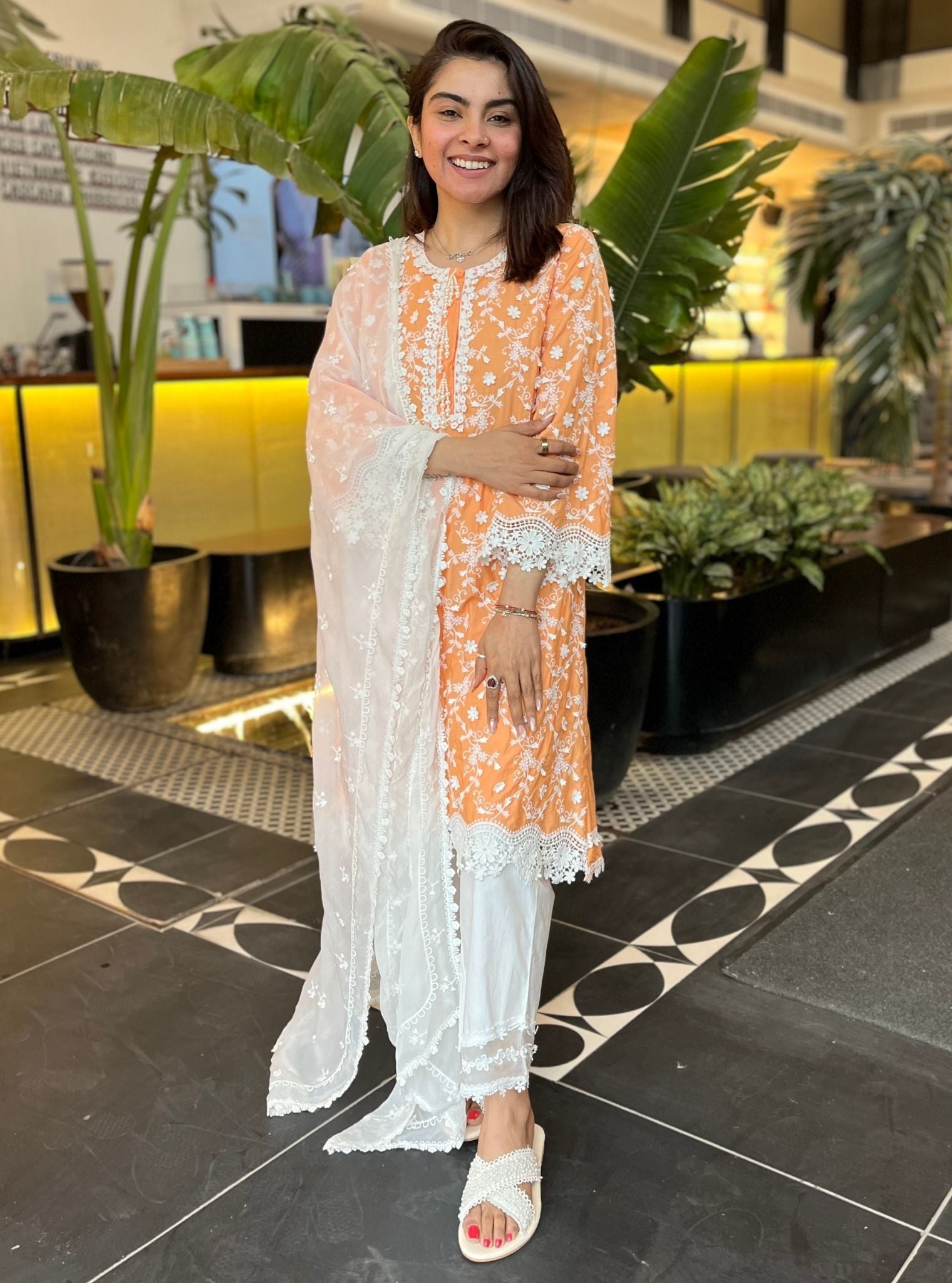 BayBreeze Cotton Orange Kurta Set