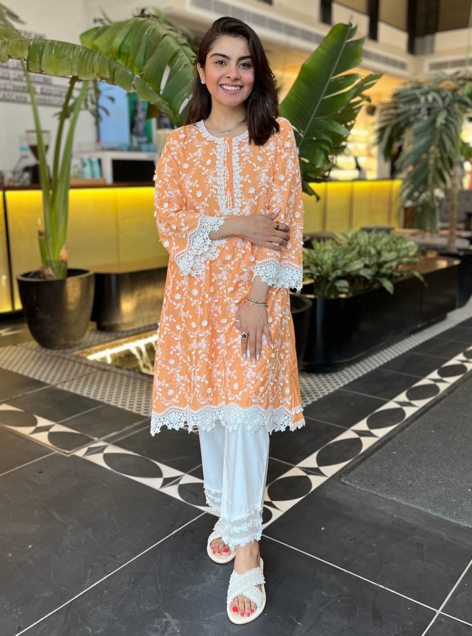 BayBreeze Cotton Orange Kurta Set
