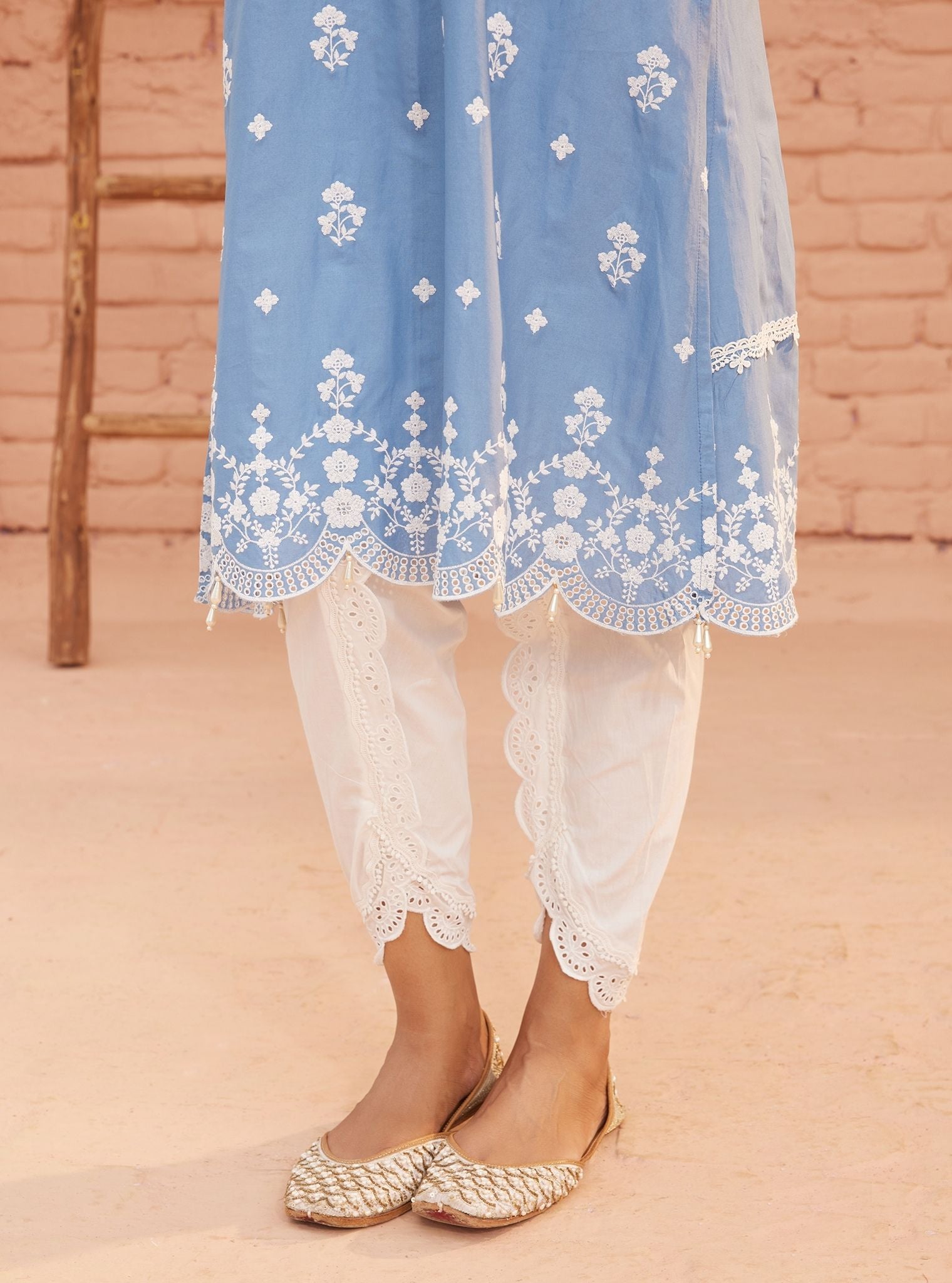 Ghita Cotton Denim Kurta with Dhoti Pant Set
