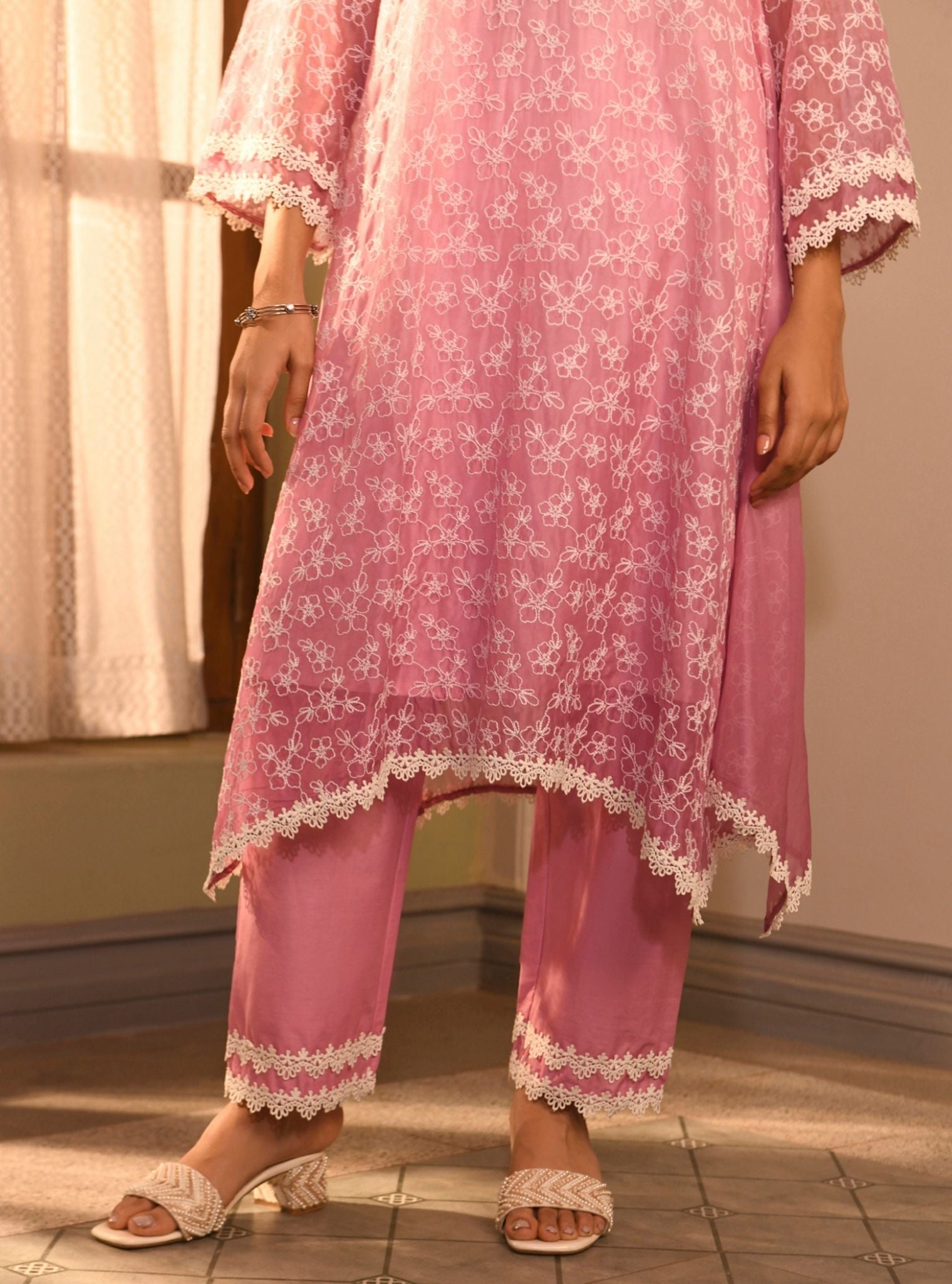 Edna Organza Lavender Kurta Set