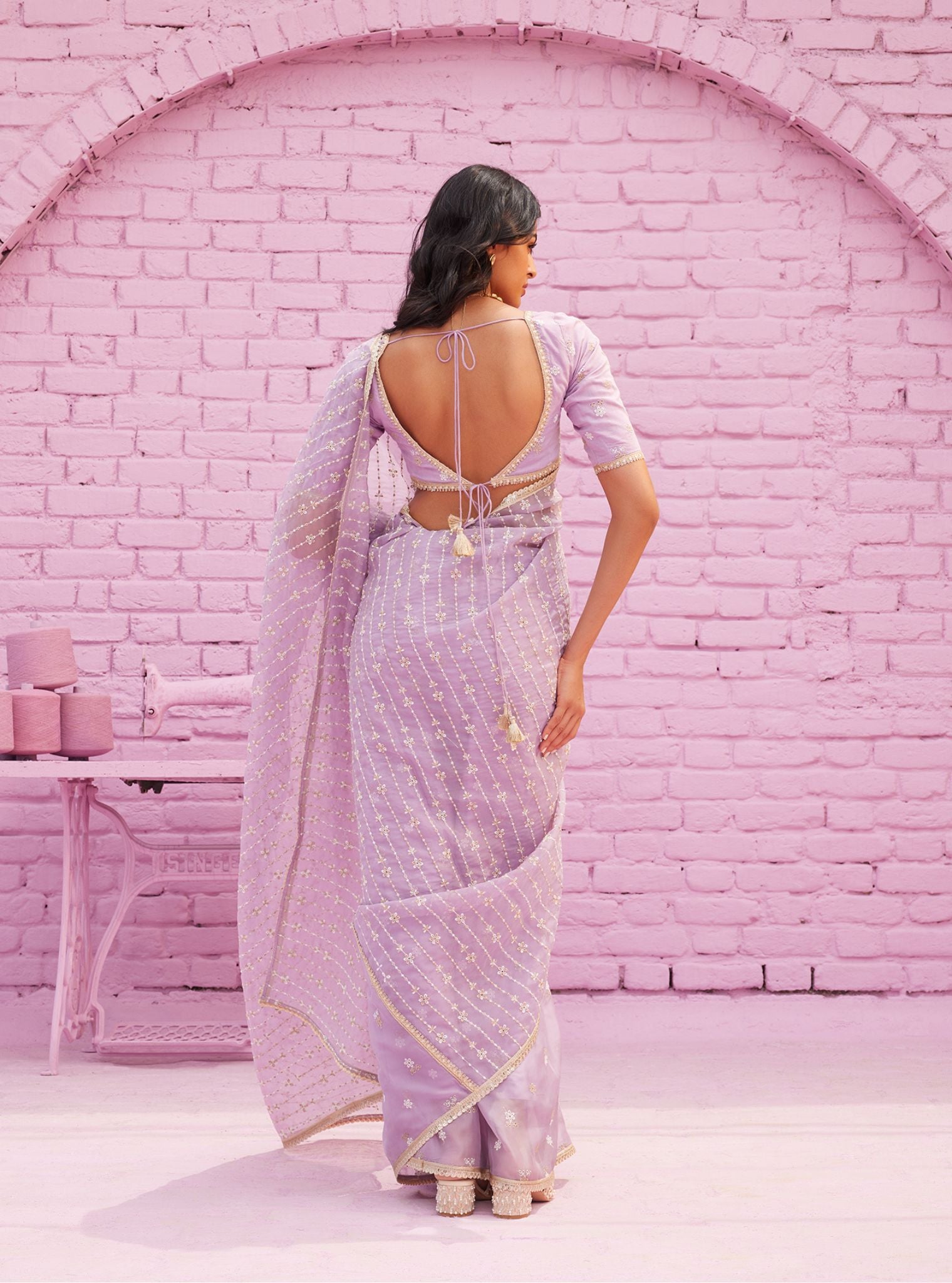 Rey Organza Lavender Saree