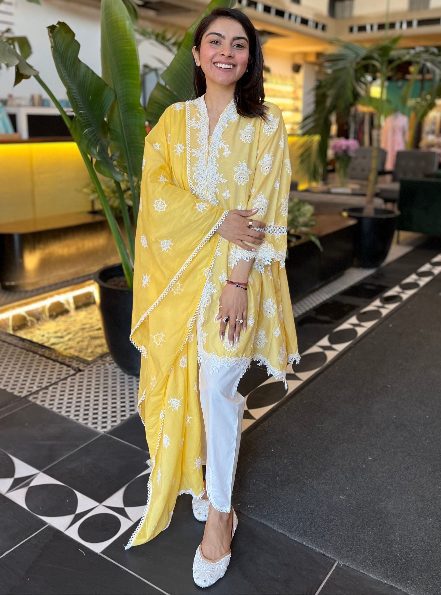 Esteve Cotton Yellow Kurta Set