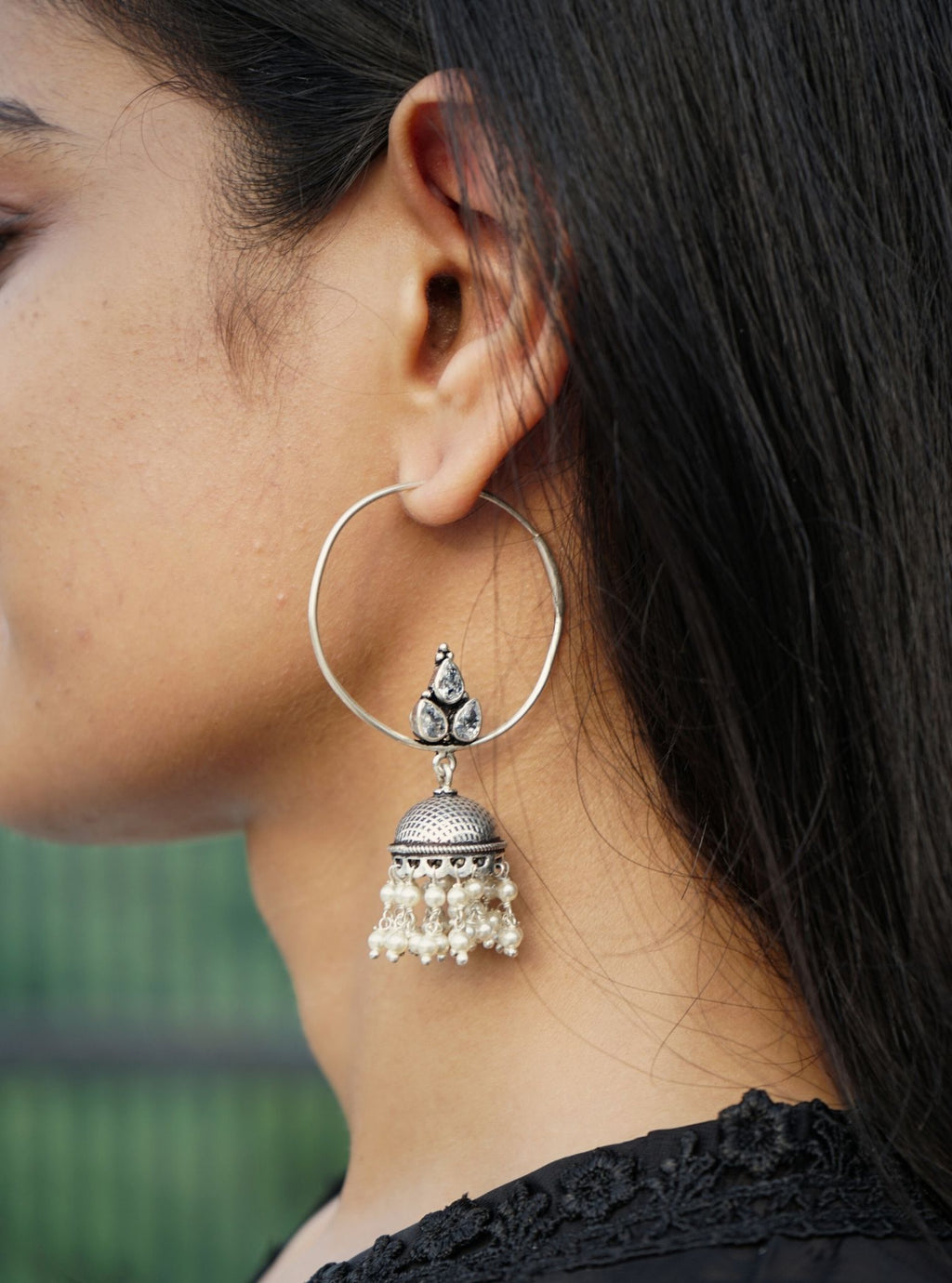 Pure Silver Alari Dome Jhumki main image 1