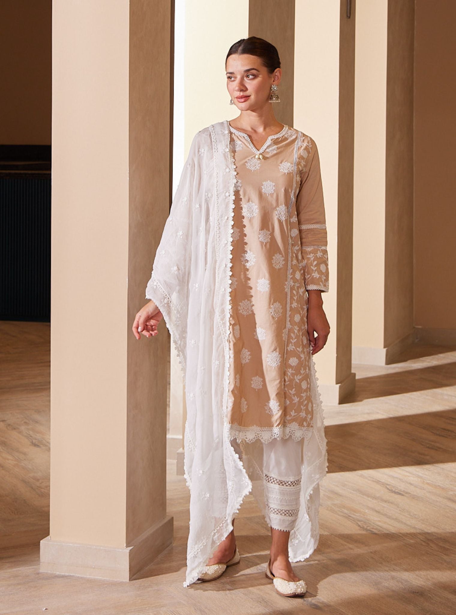 Kannur Cotton Beige Kurta Set