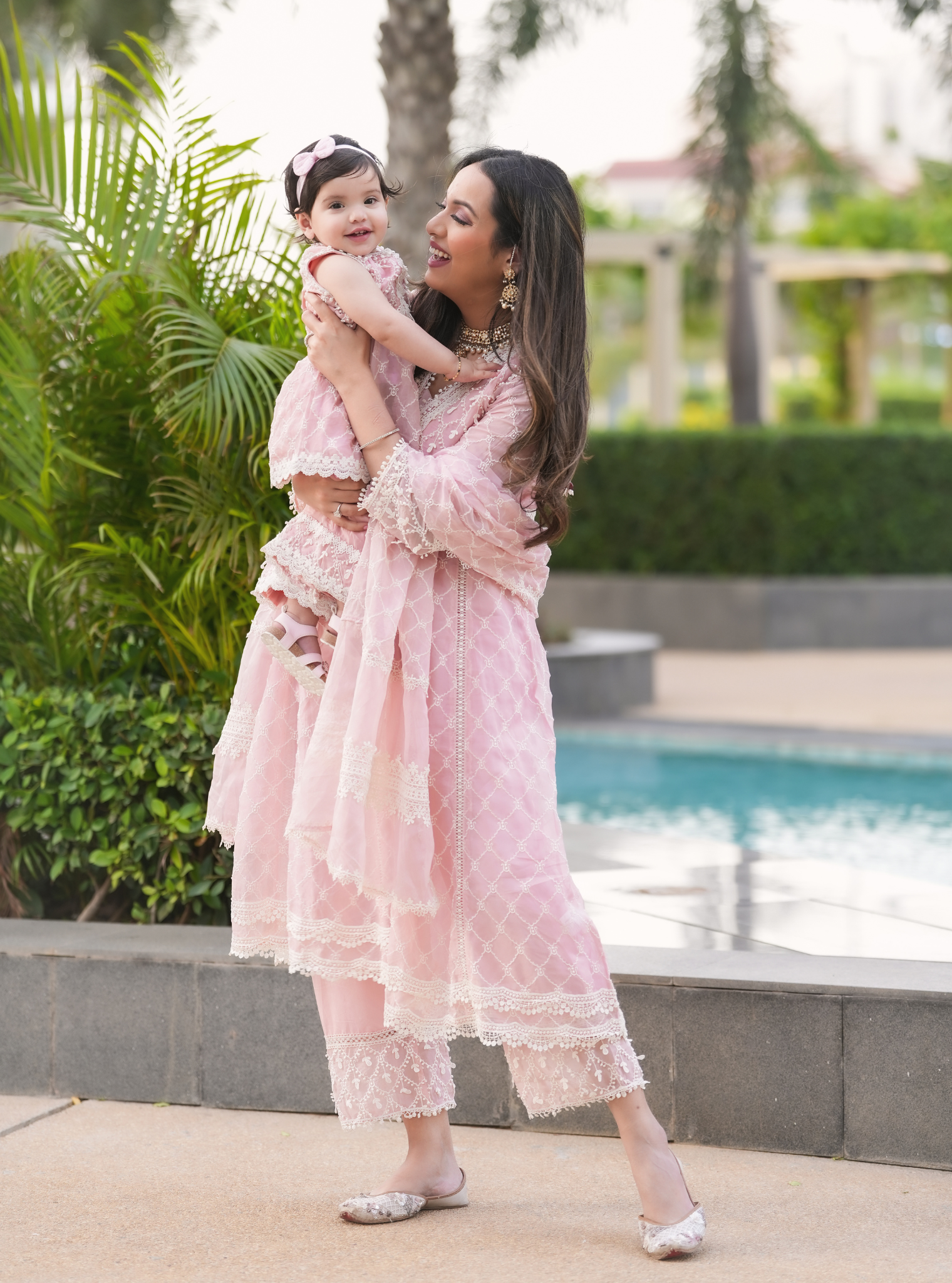 Anya Organza Anarkali Pink Kurta with Sharara Set
