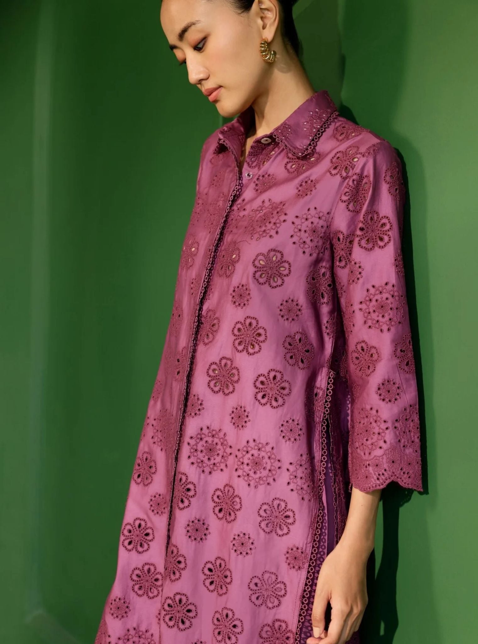 Harriet Pima Satin Grape Kurta Set