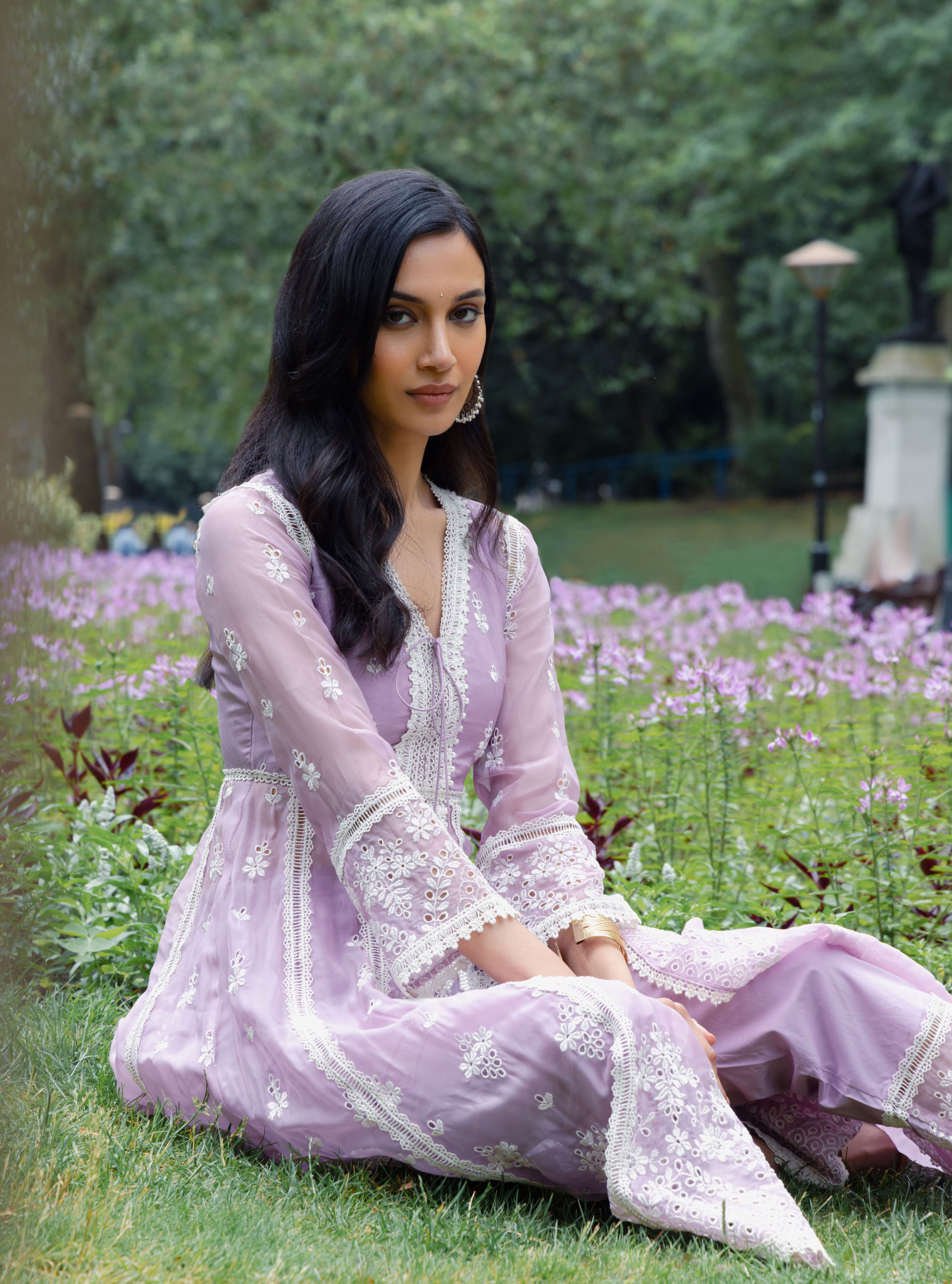 Sheffield Organza Lilac Anarkali Kurta Set