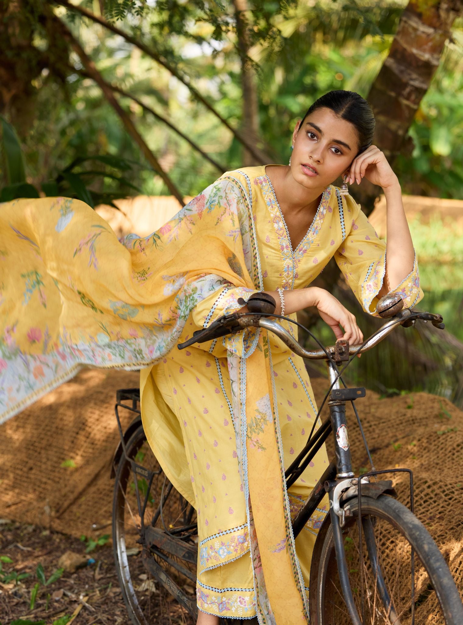 Shira Supima Cotton Yellow Anarkali Kurta Set