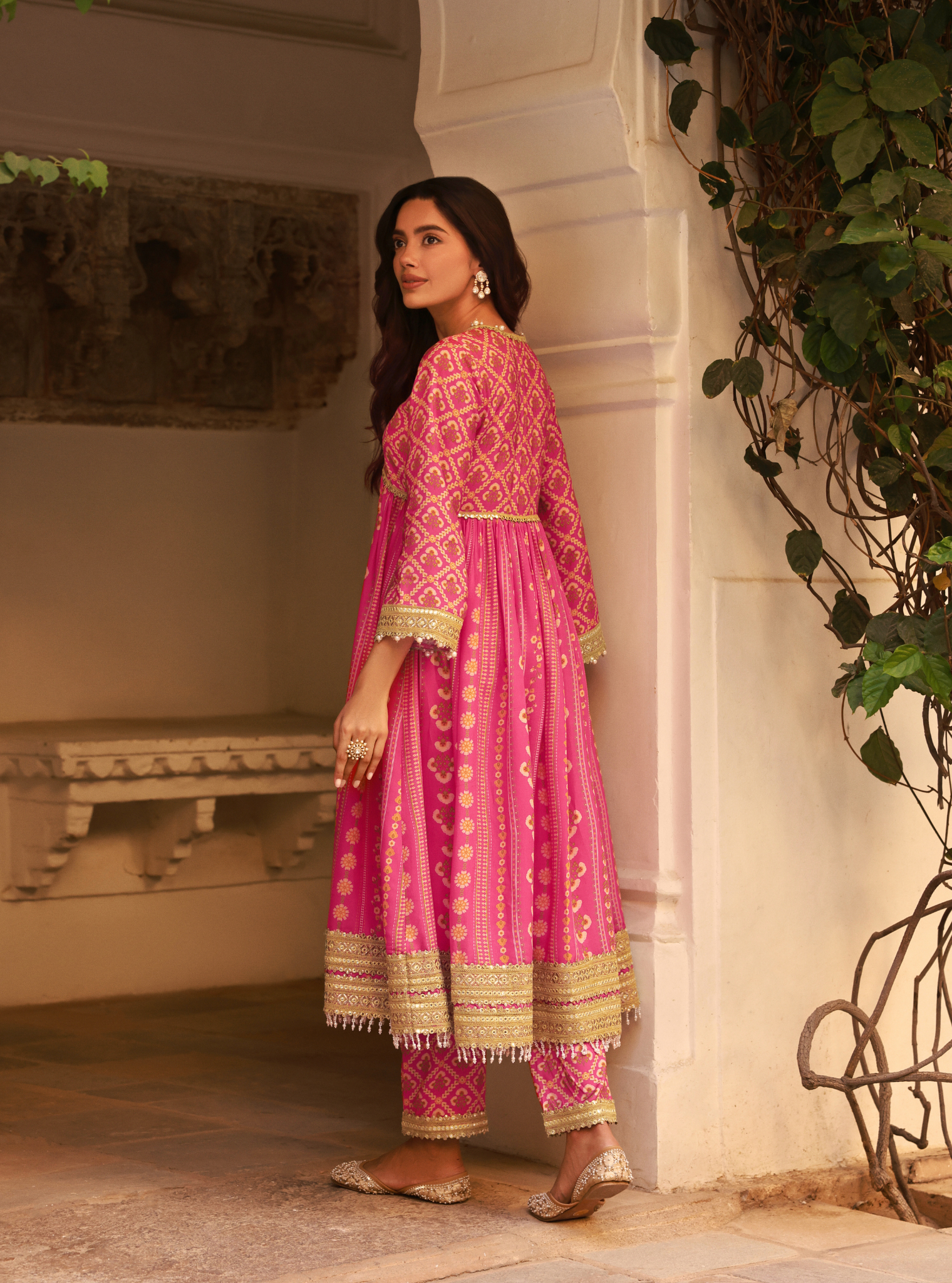 Uvrita Lawn Fuschia Anarkali Set