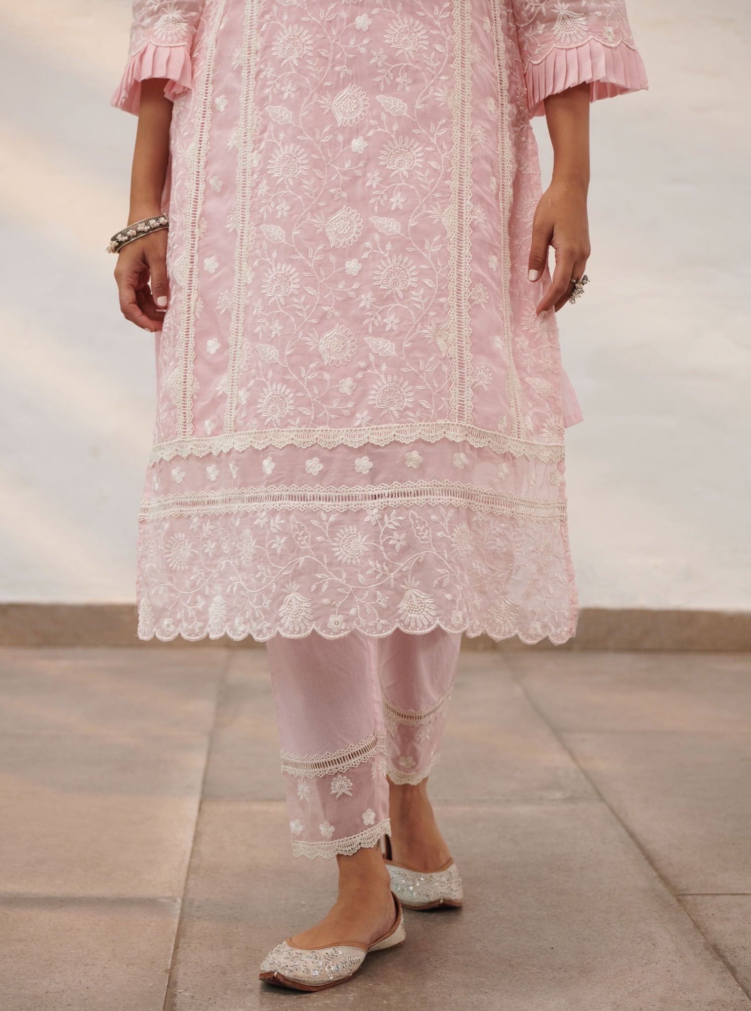 Dorset Organza Pink Kurta Set