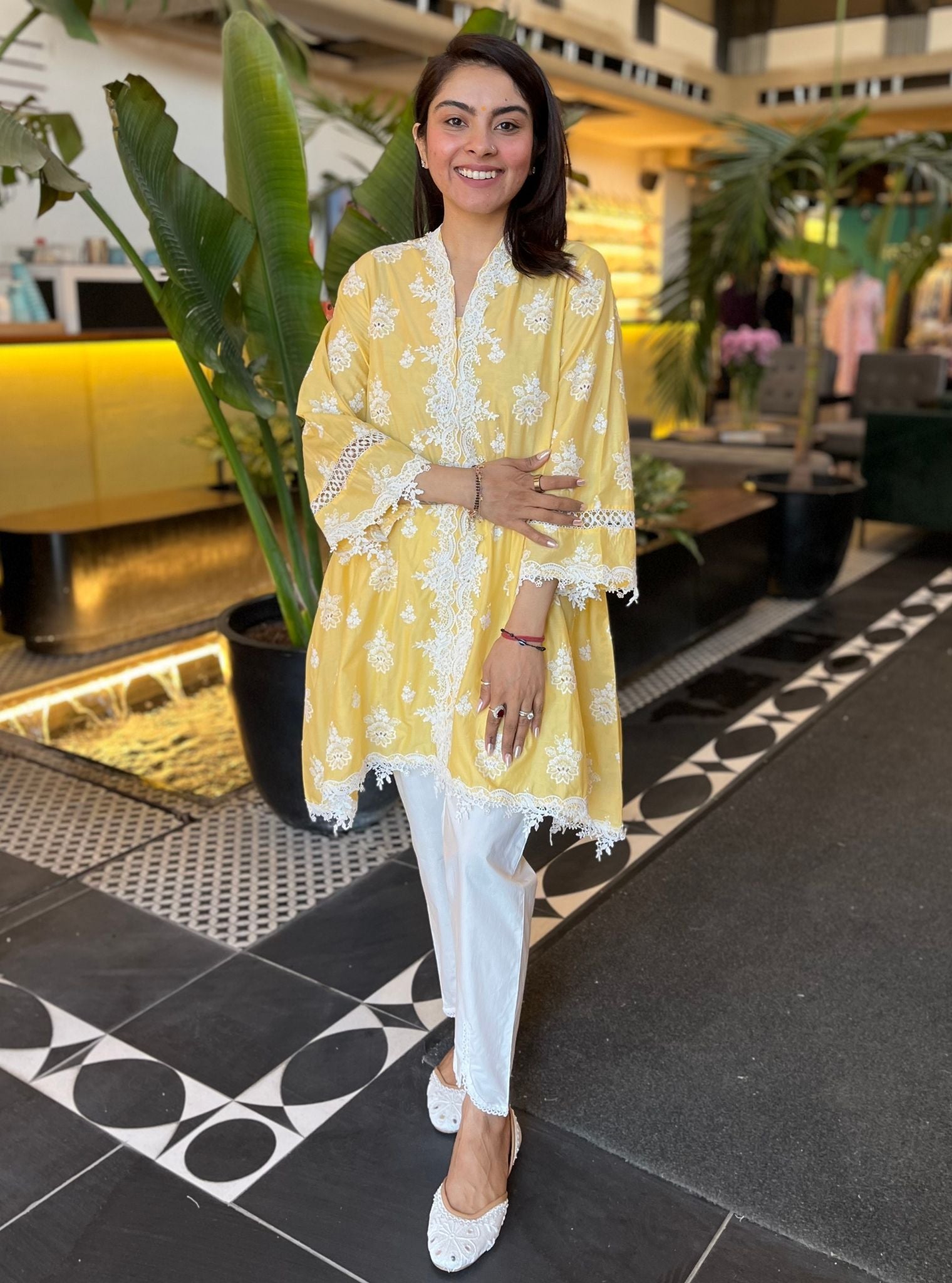 Esteve Cotton Yellow Kurta Set