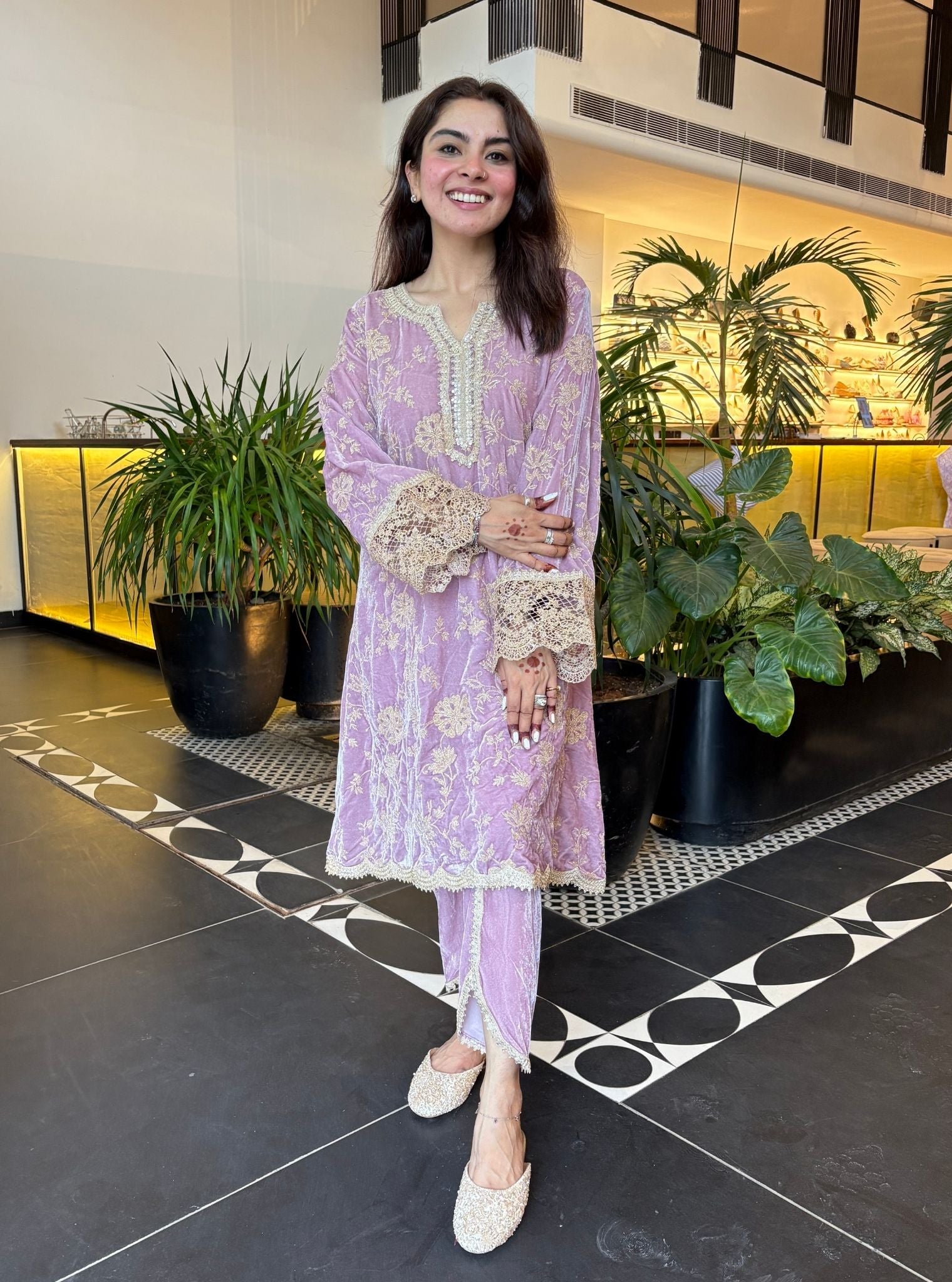 Imani Velvet Lilac Kurta Set