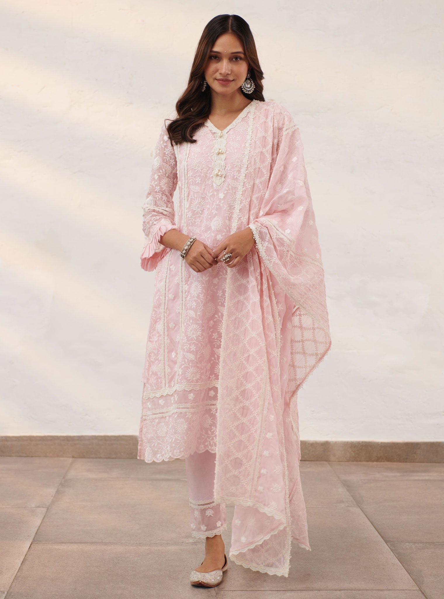 Dorset Organza Pink Kurta Set