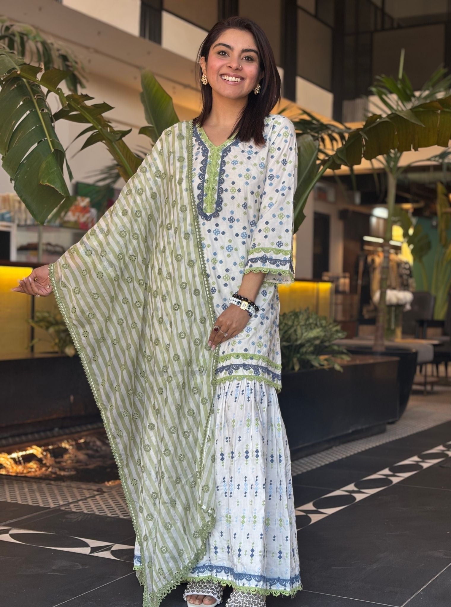 Lyanna Cotton White Kurta with Garara Set