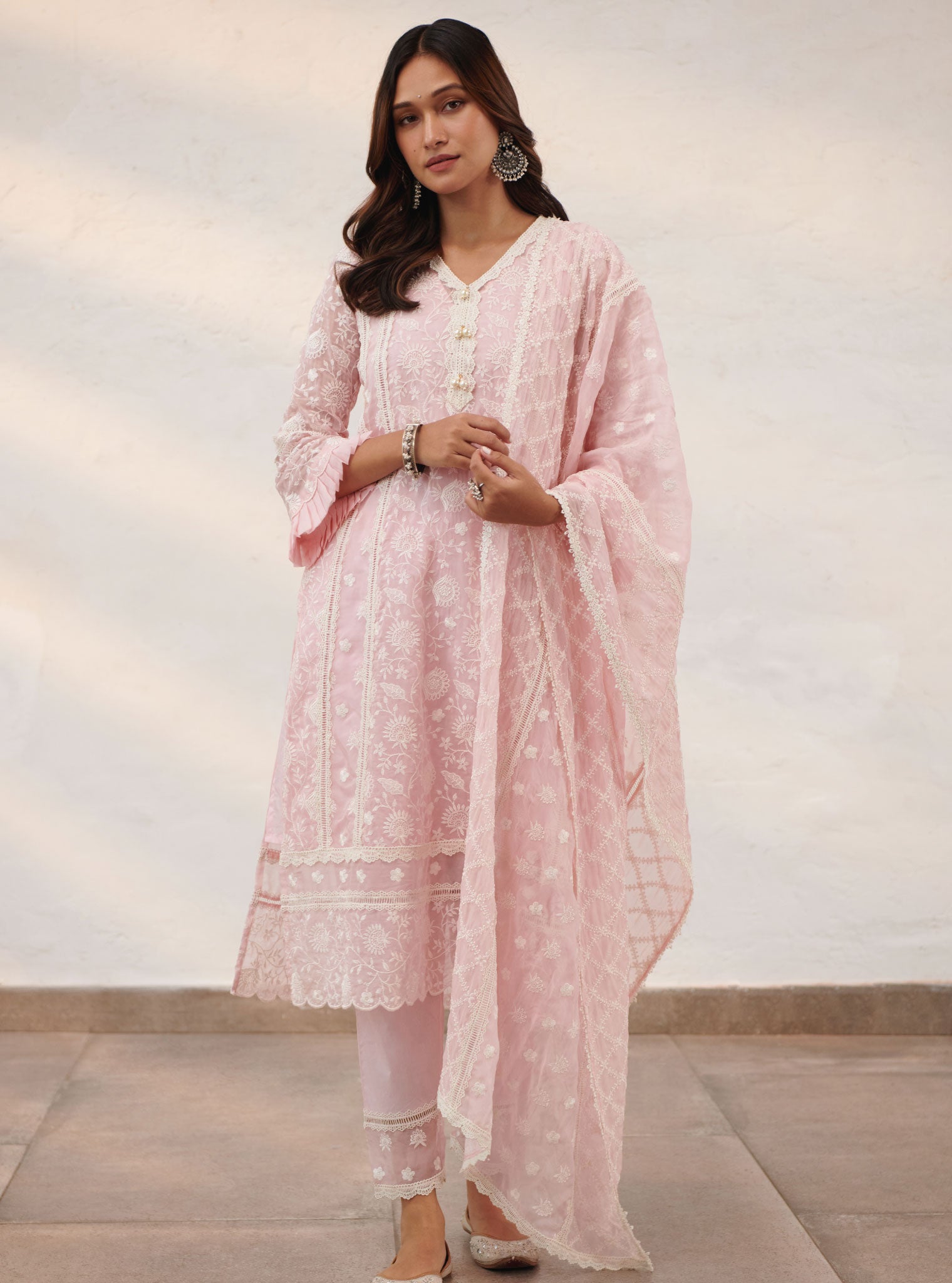 Dorset Organza Pink Kurta Set