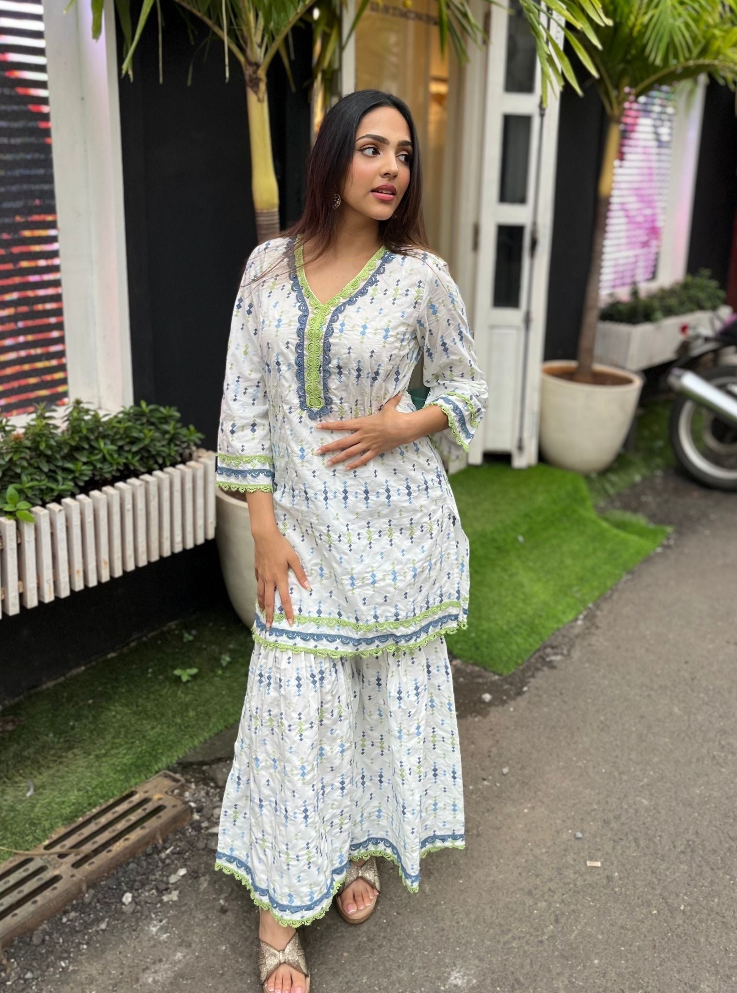 Lyanna Cotton White Kurta with Garara Set