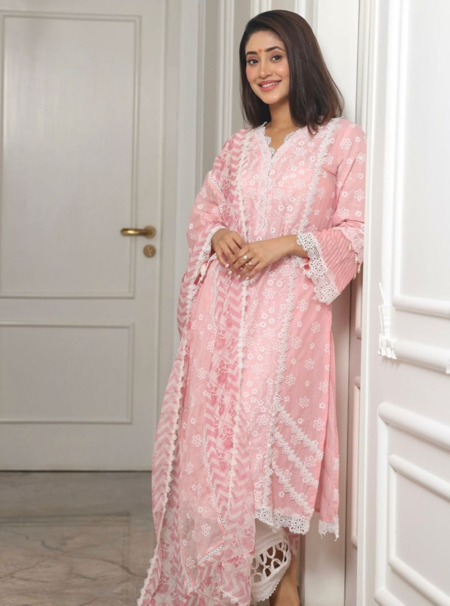 Adhira Cotton Pink Kurta Set