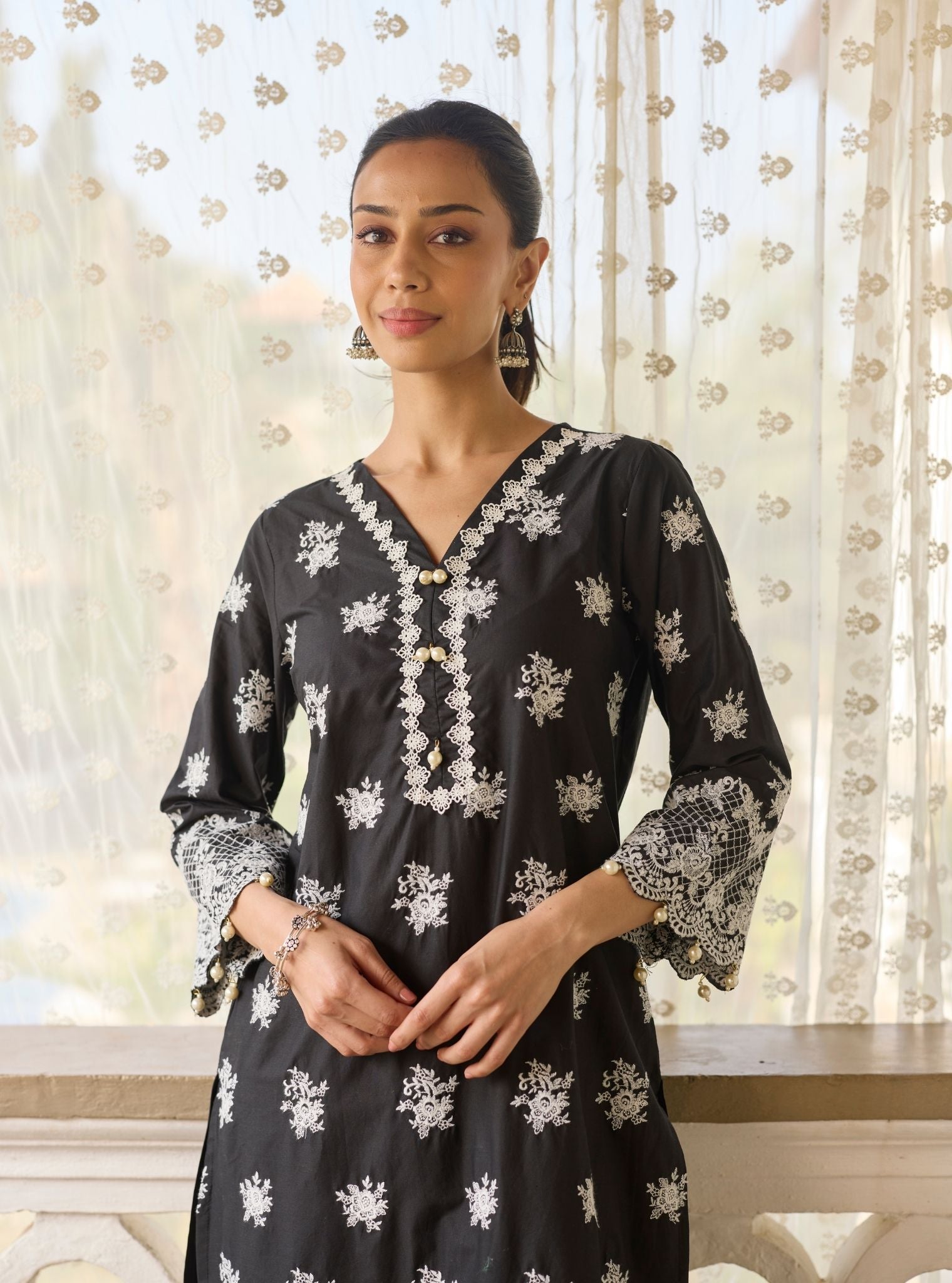 Penna Supuma Cotton Black Kurta Set