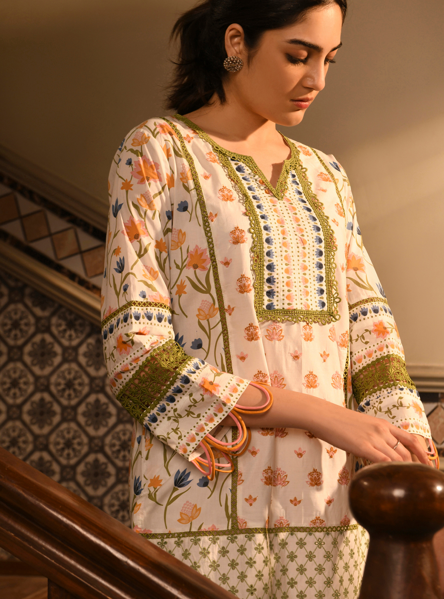 Sanny Cotton Printed White Kurta Set