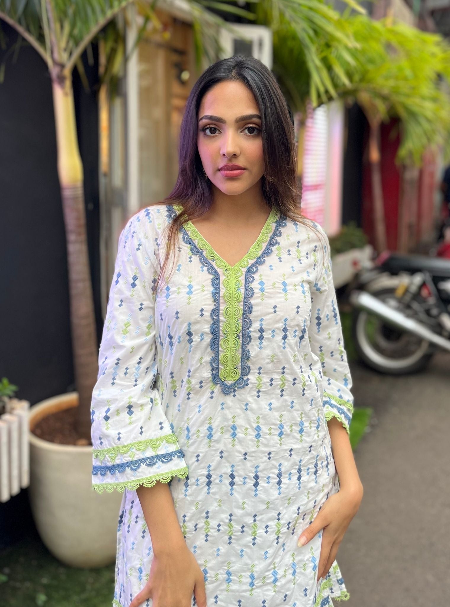 Lyanna Cotton White Kurta with Garara Set