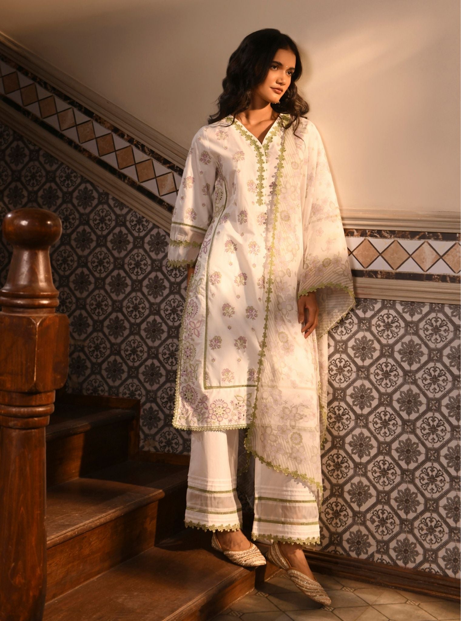 Banu Cotton White Kurta Set