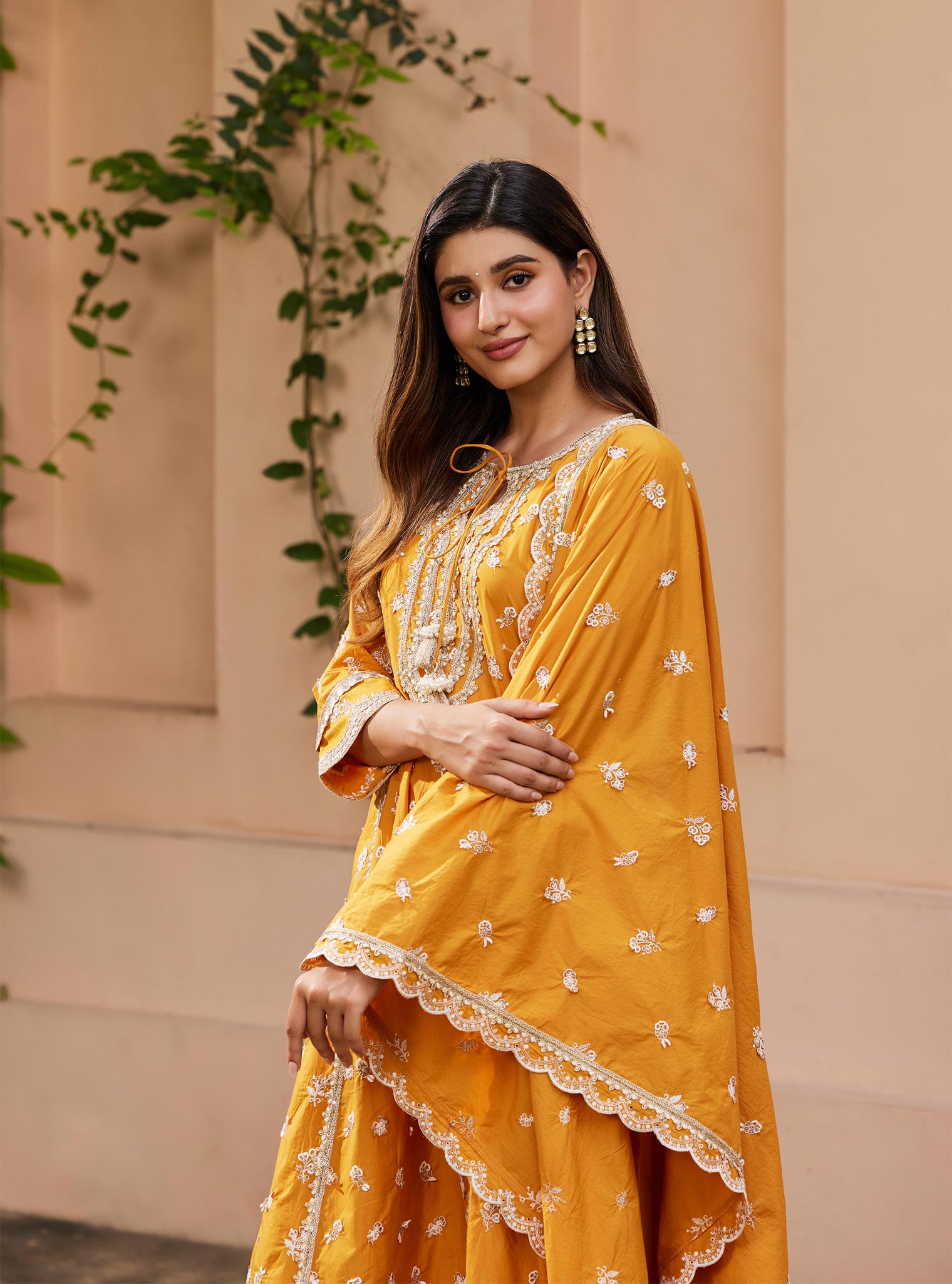 Adah Cotton Orange Kurta Set