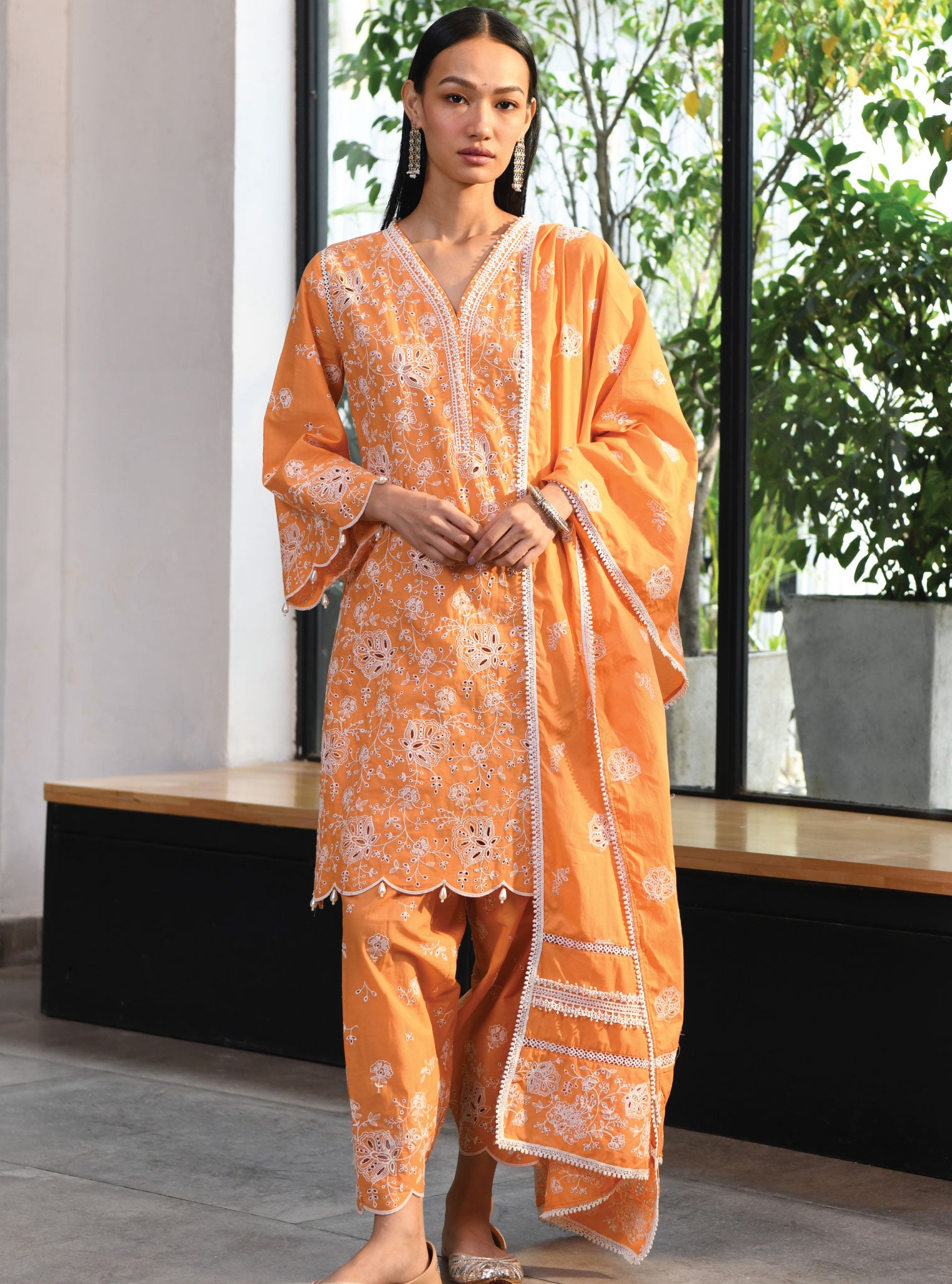 Norwich Cotton Orange Kurta Set