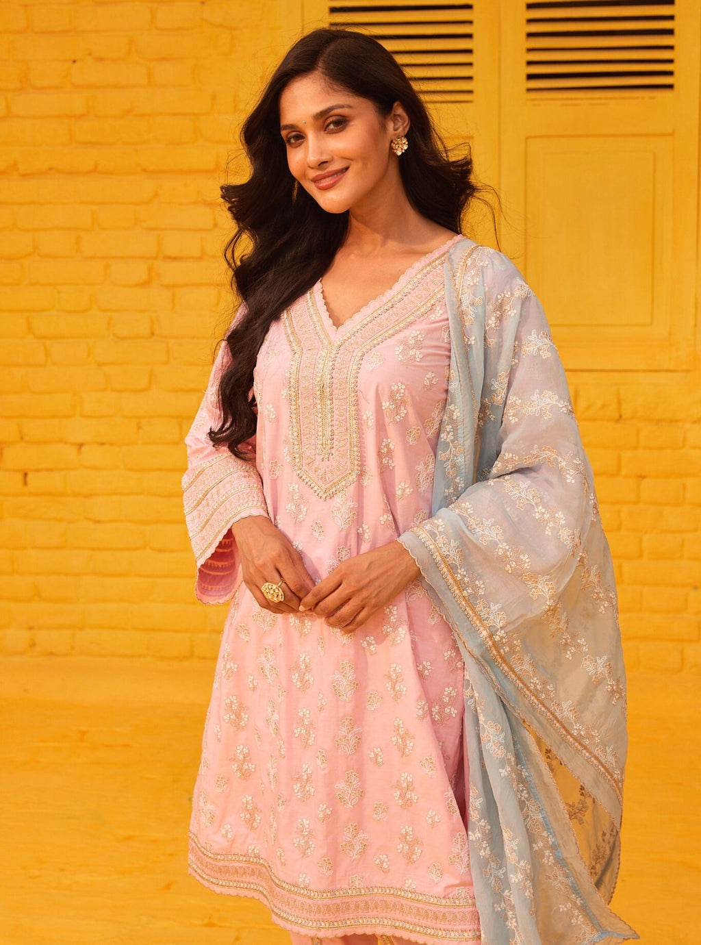 Arezoo Supima Cotton Light Pink Kurta with Dhoti Pant Set