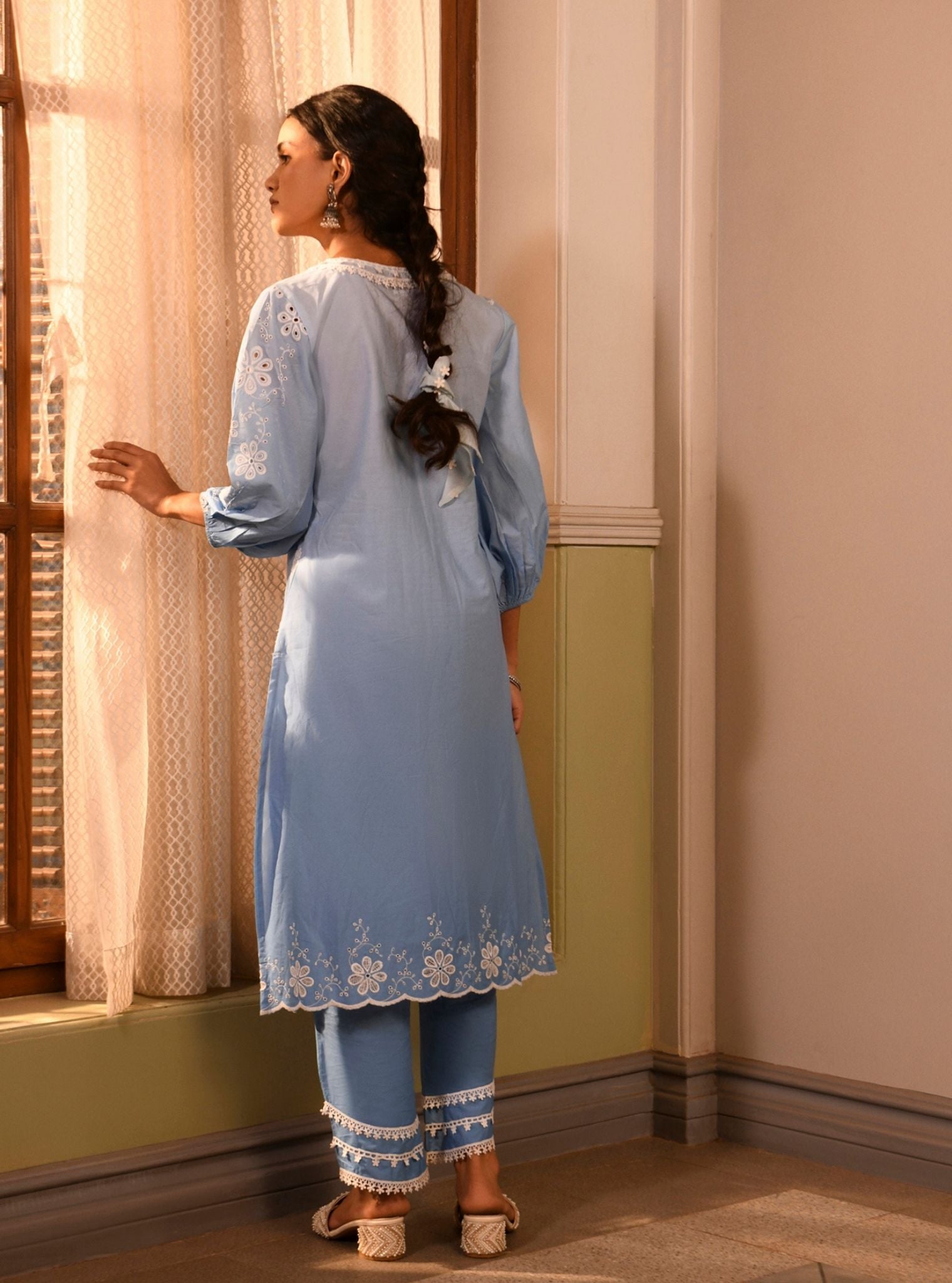 Malta Cotton Blue Kurta Set