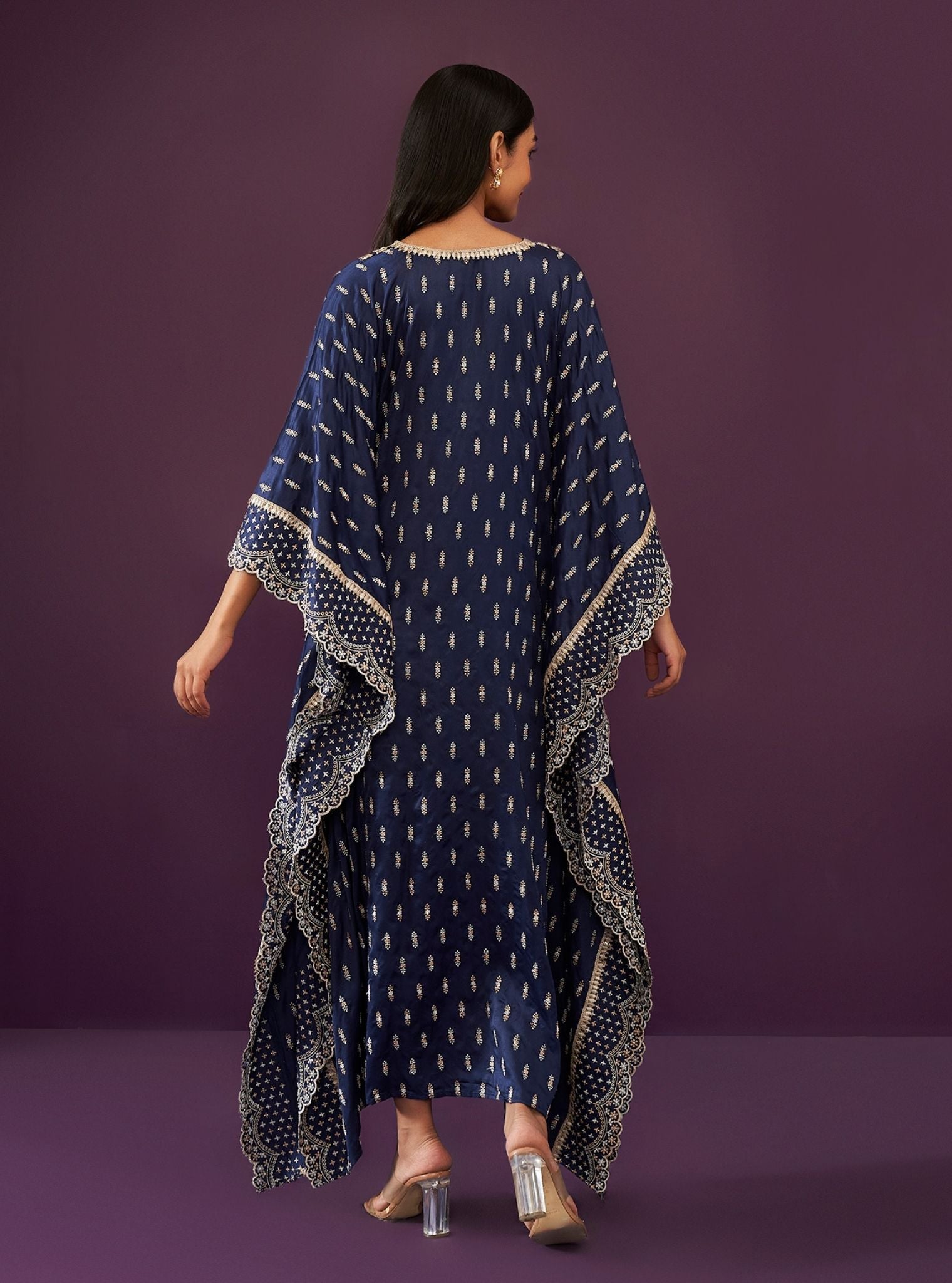 Florian Cupro Satin Navy kaftan