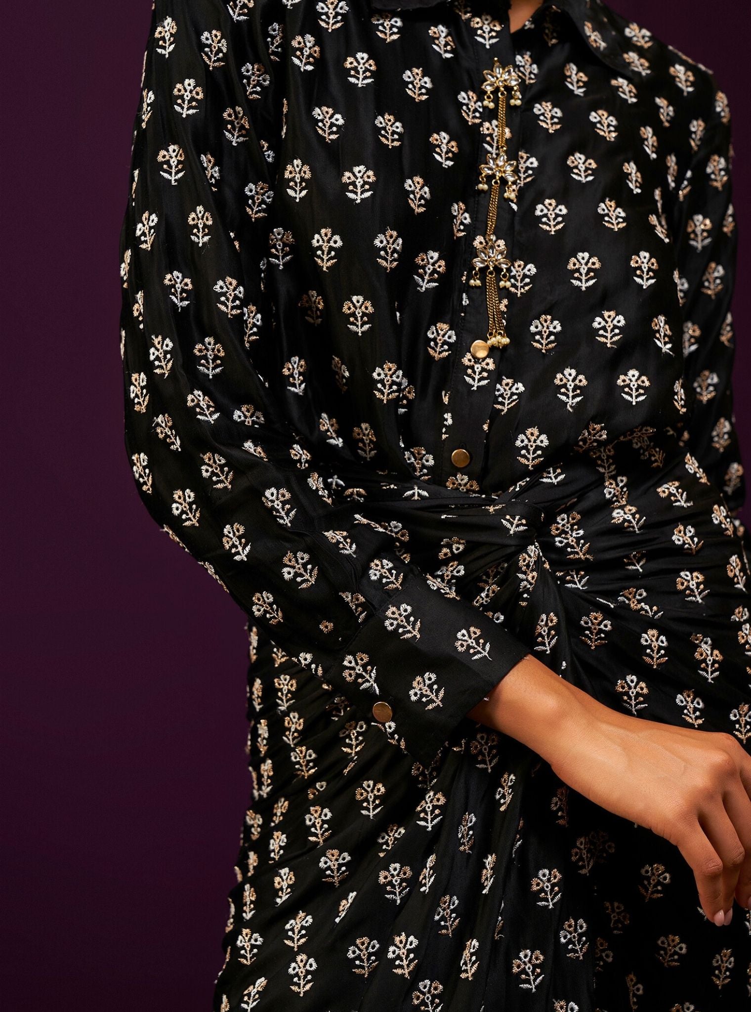 Florine Cupro Satin Black Co-ord Set