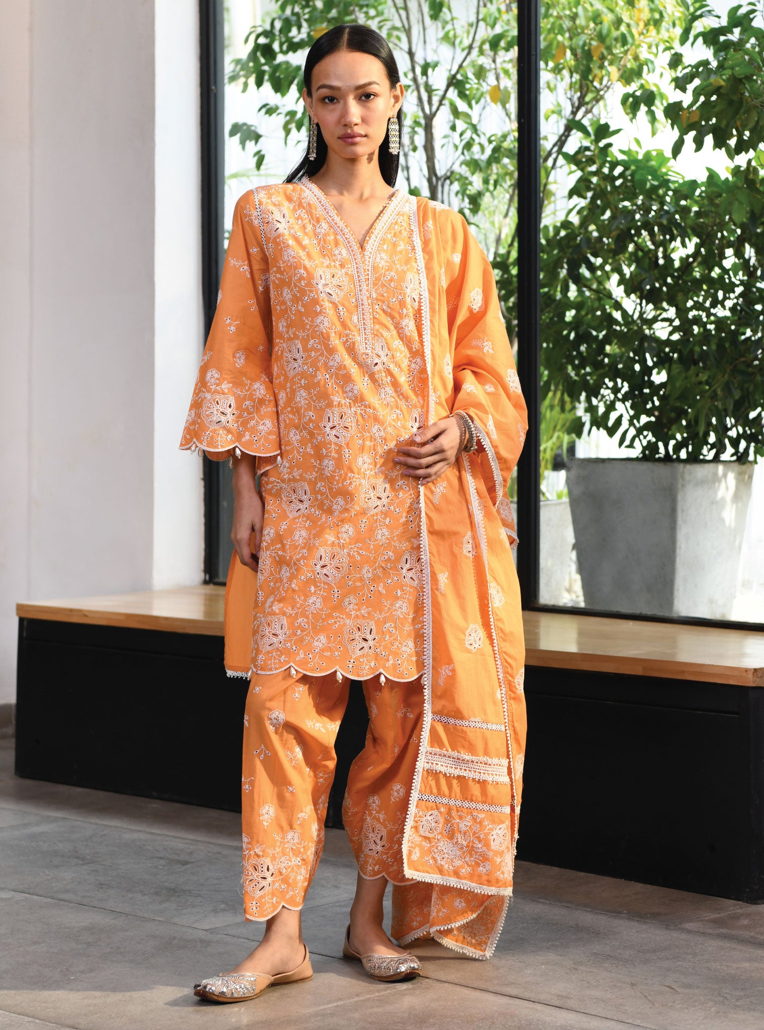 Norwich Cotton Orange Kurta Set