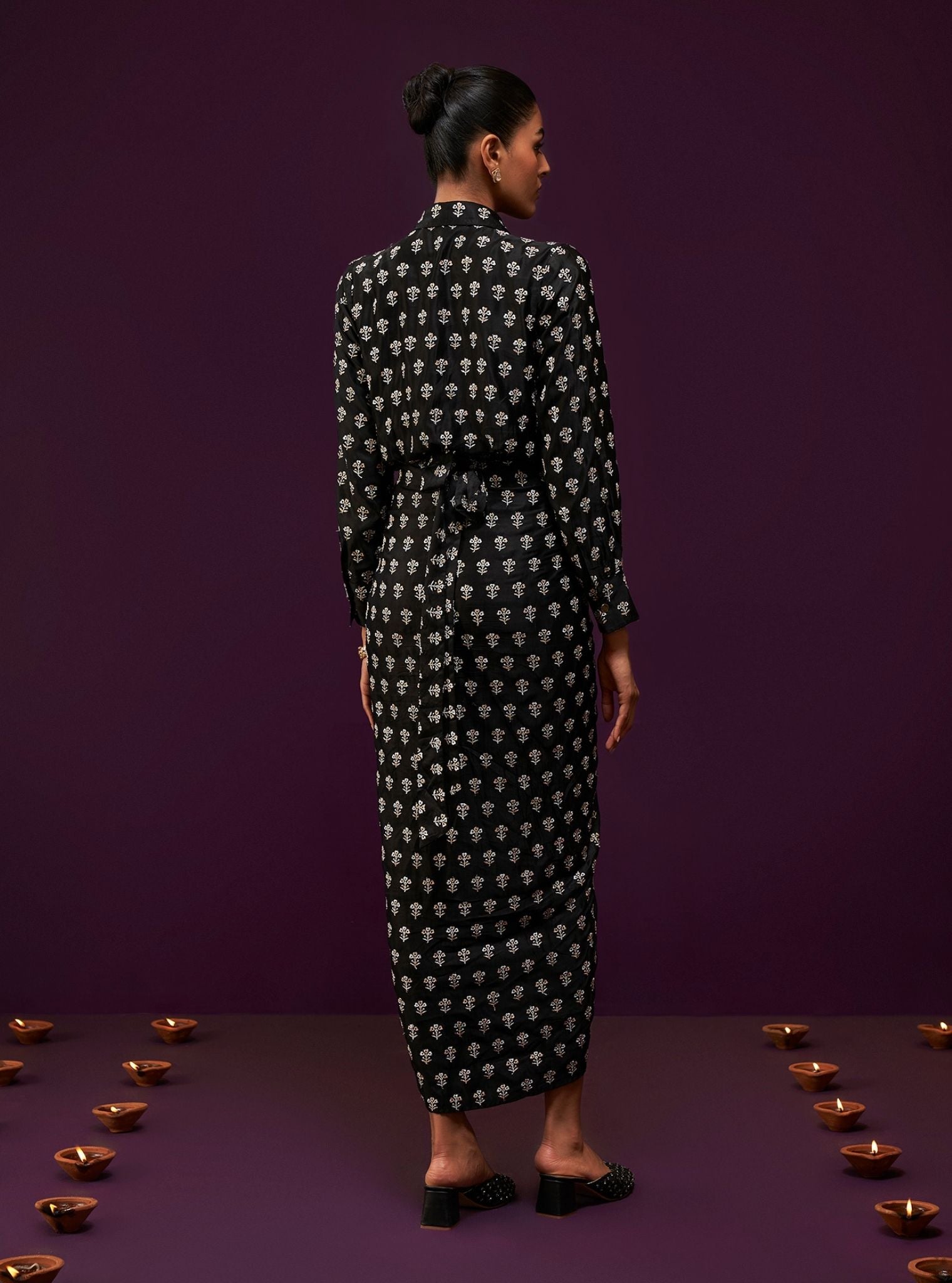 Florine Cupro Satin Black Co-ord Set