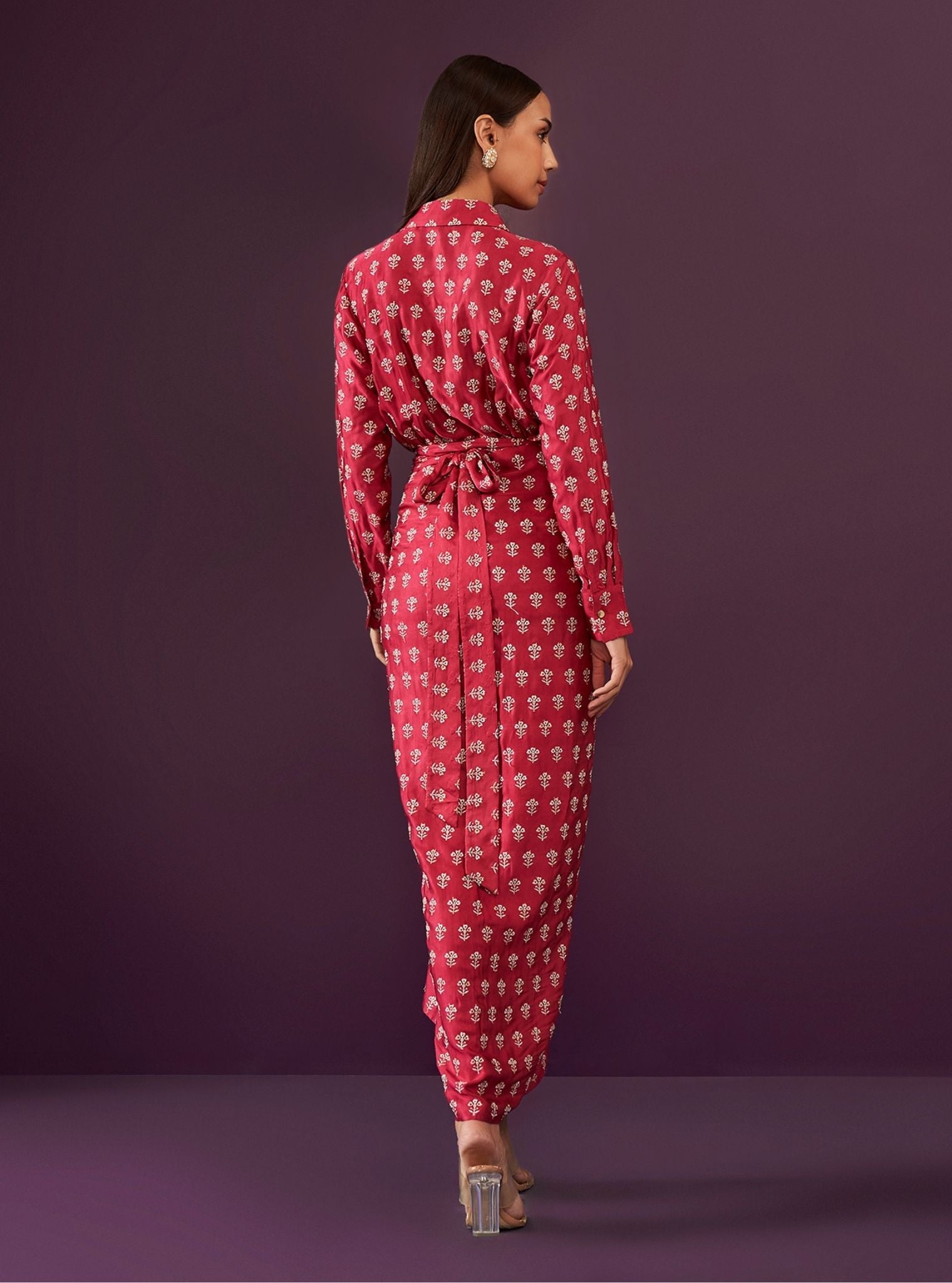 Florine Cupro Satin Fuschia Co-ord Set