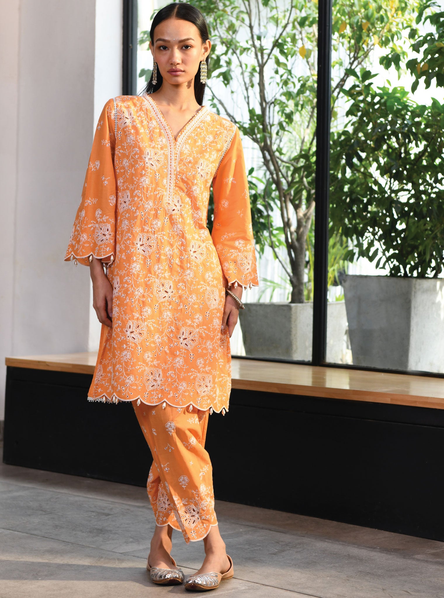 Norwich Cotton Orange Kurta Set