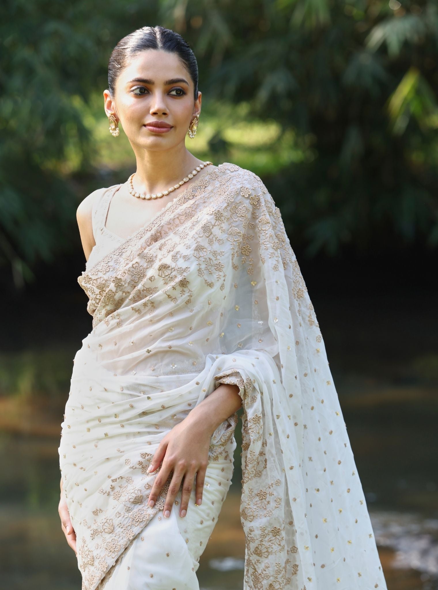 Leela Organza White Saree