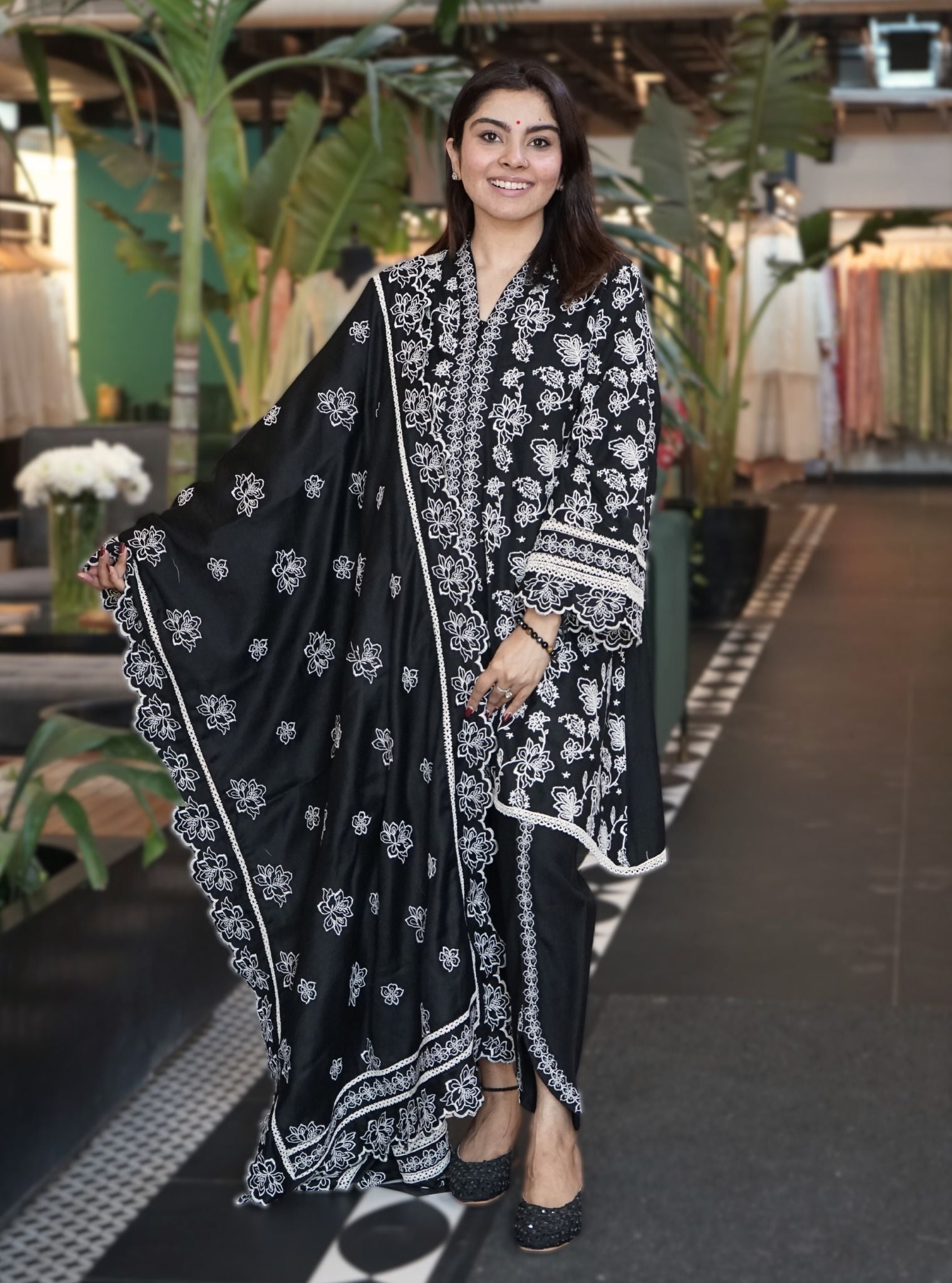 Ellis Wool Black Kurta Set