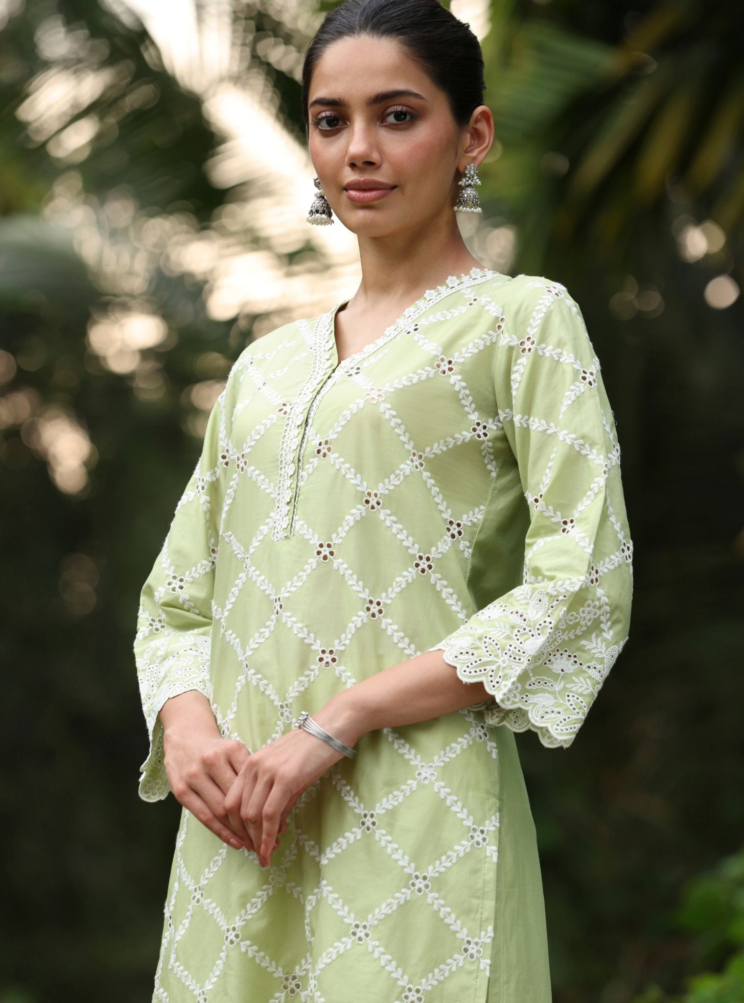 Eesvari Supima Cotton Light Green Kurta Set