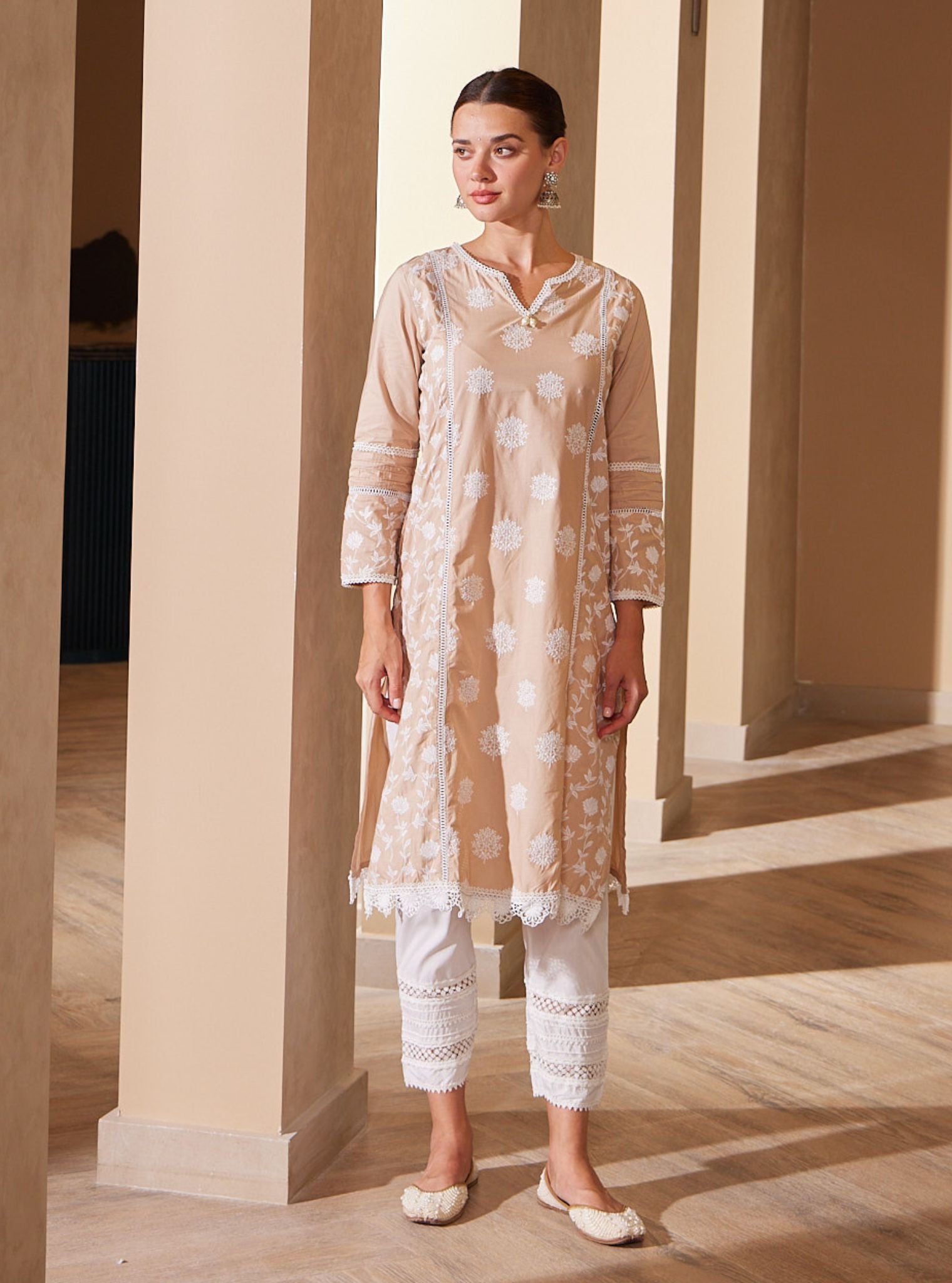 Kannur Cotton Beige Kurta Set
