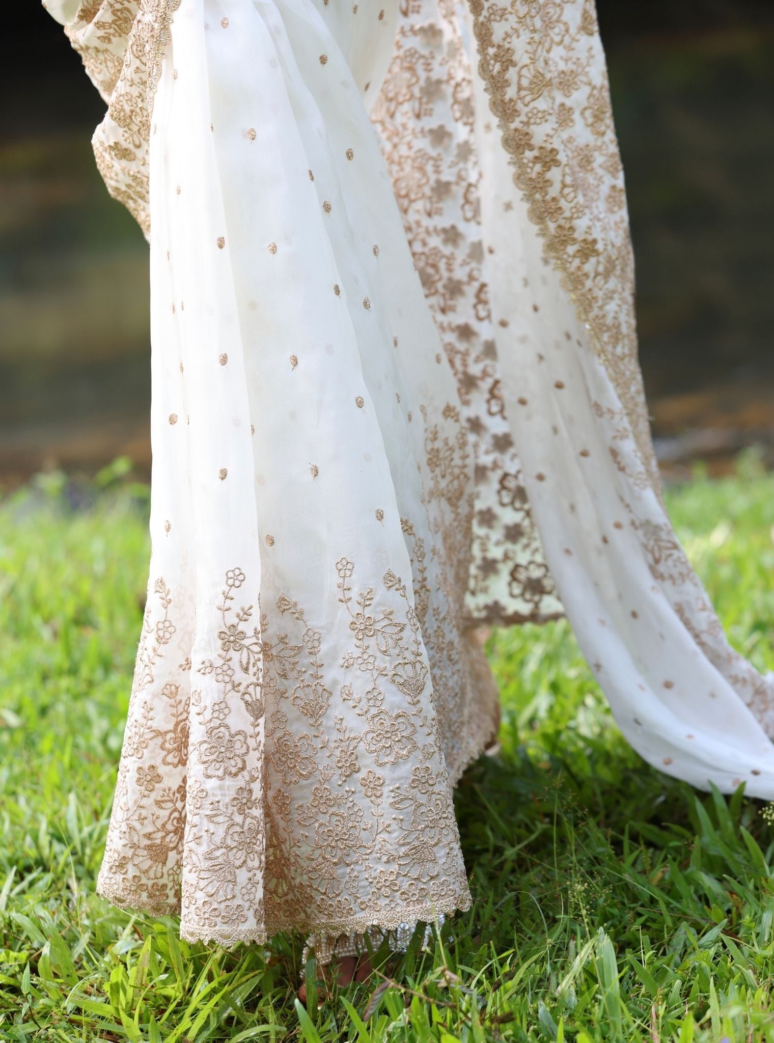 Leela Organza White Saree
