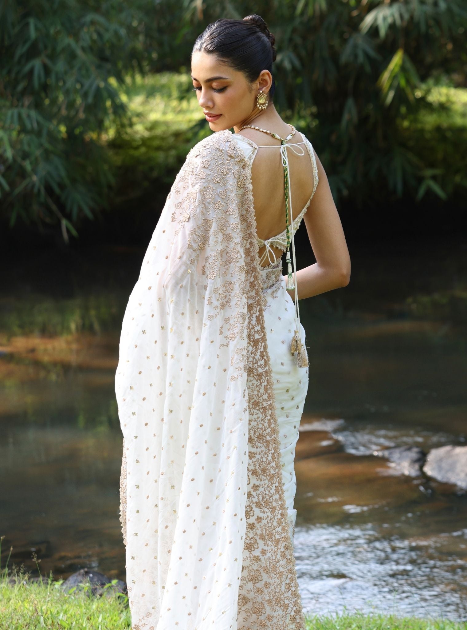 Leela Organza White Saree