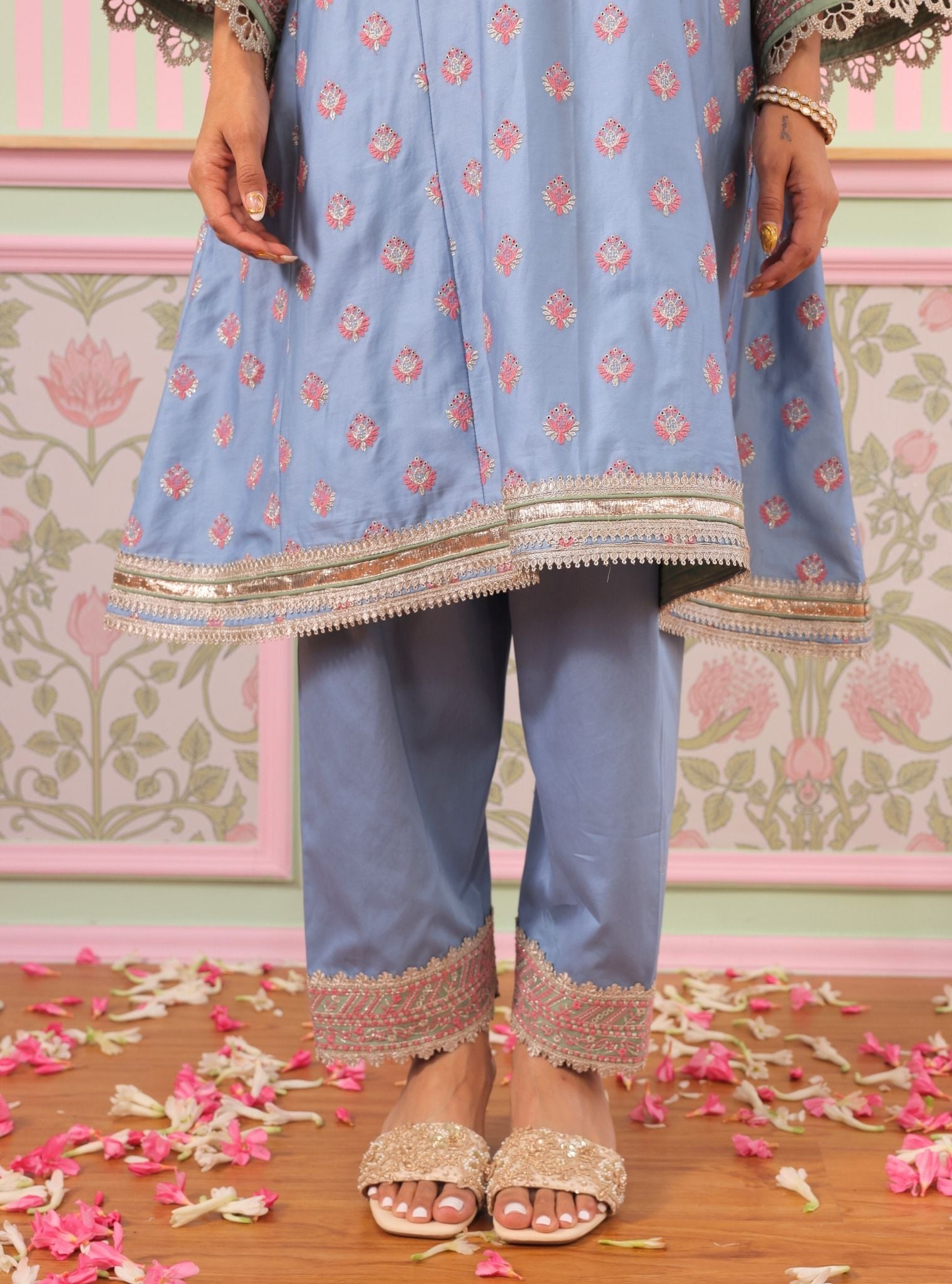 Bandhan Pima Satin Denim Kurta Set